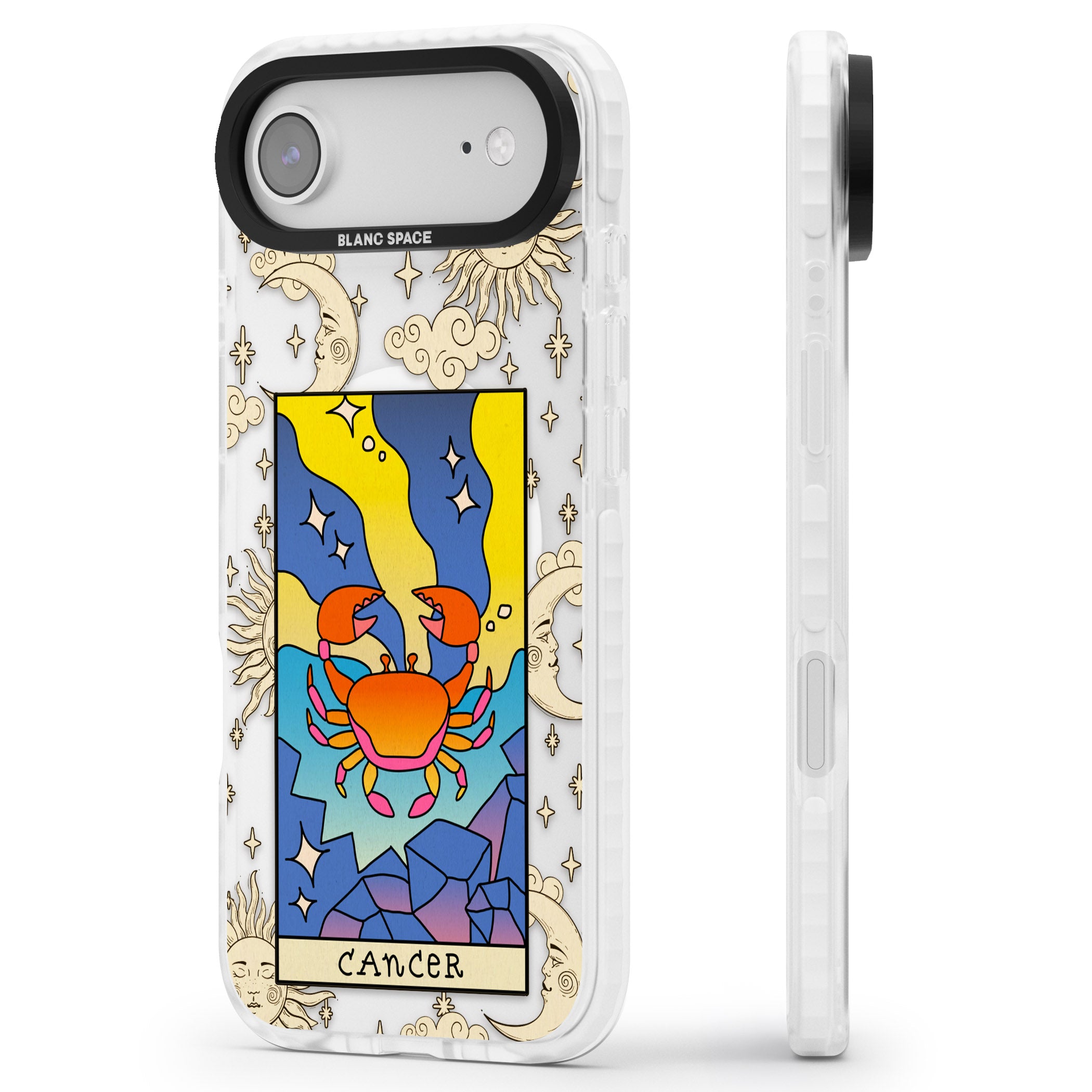 Celestial Zodiac Cancer iPhone 17 Air Impact Pro Clear Phone Case Side Profile