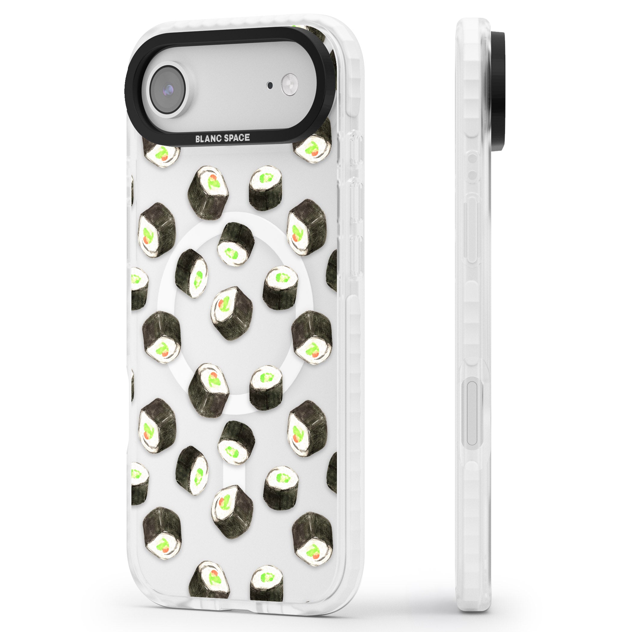 Sushi Pattern iPhone 17 Air Impact Pro Clear Phone Case Side Profile