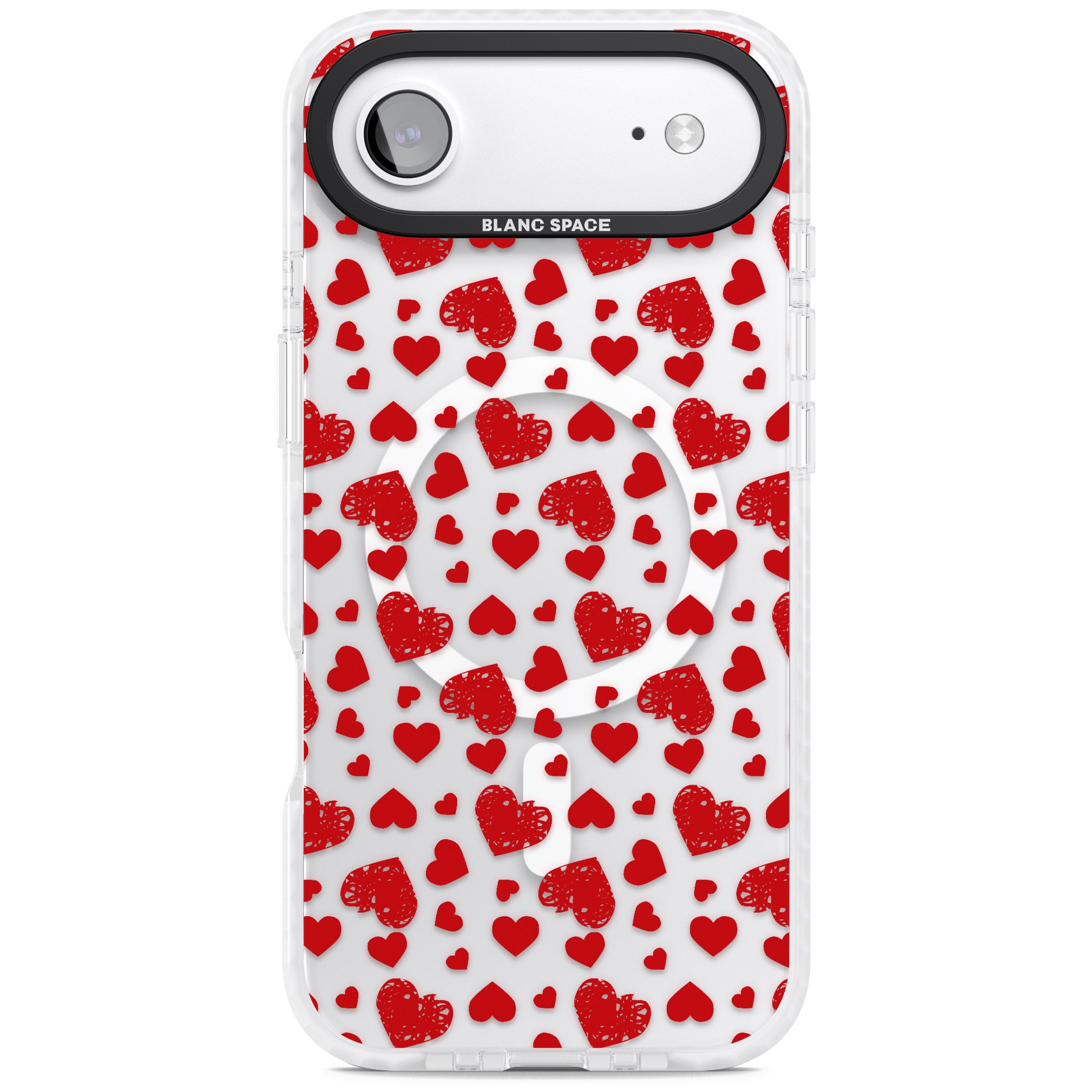 Red Heart Pattern Classic iPhone 17 Air Impact Pro Clear Phone Case