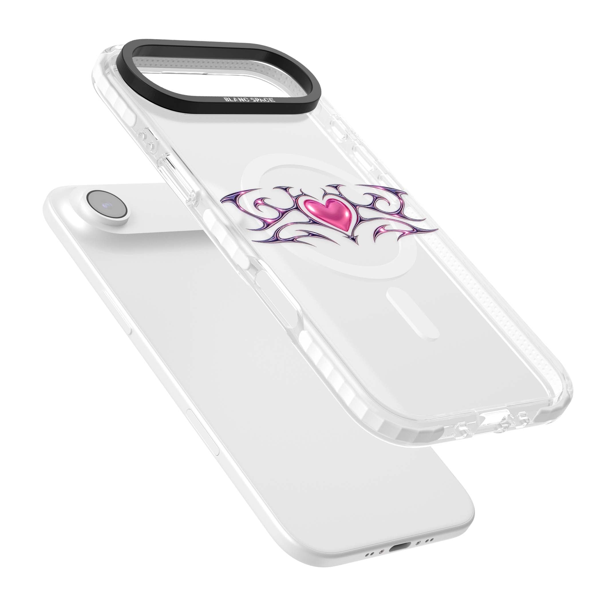 Pink Chrome Heart y2k iPhone case | Impact Magsafe case for iPhone Air