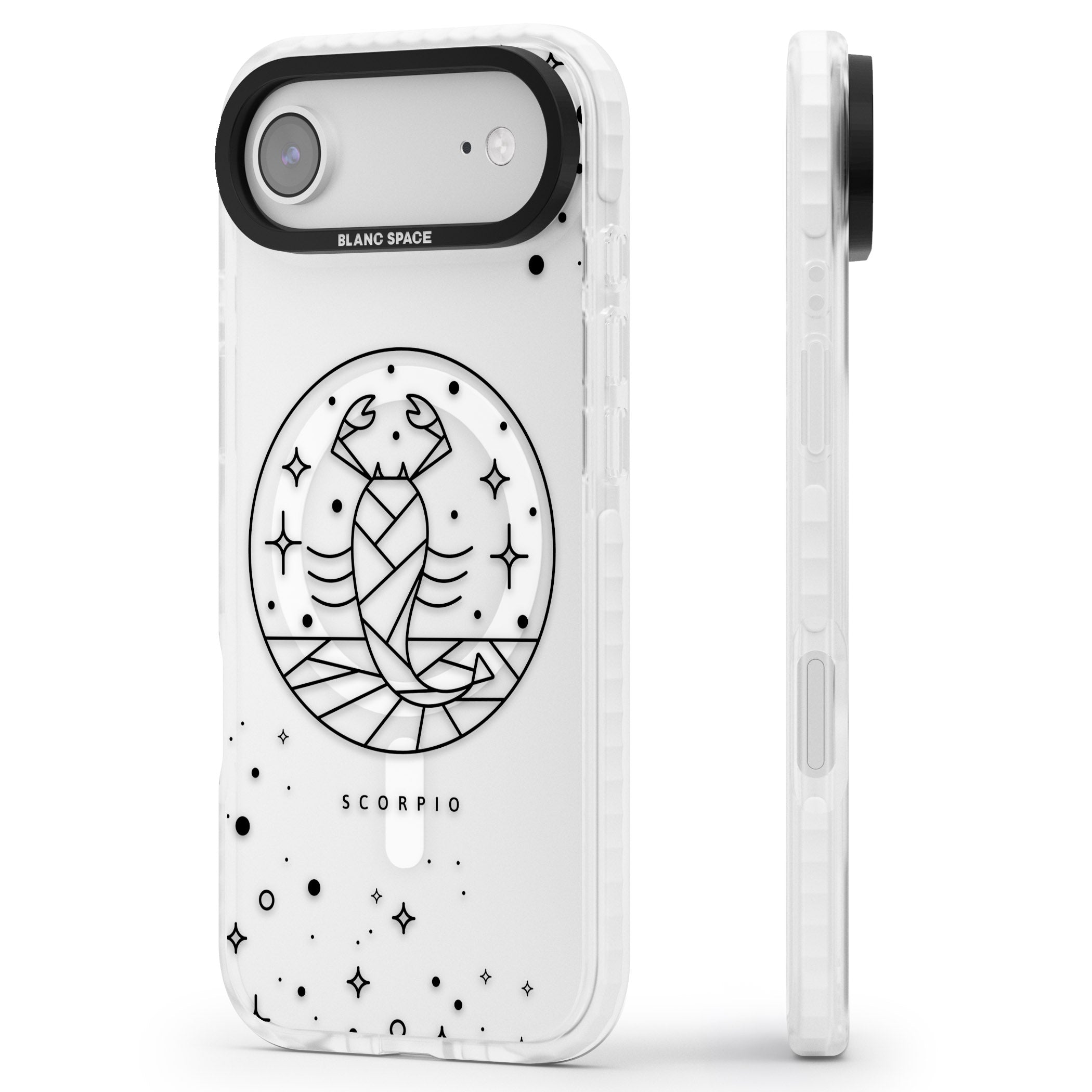 Scorpio Emblem Cosmic Design iPhone 17 Air Impact Pro Clear Phone Case Side Profile