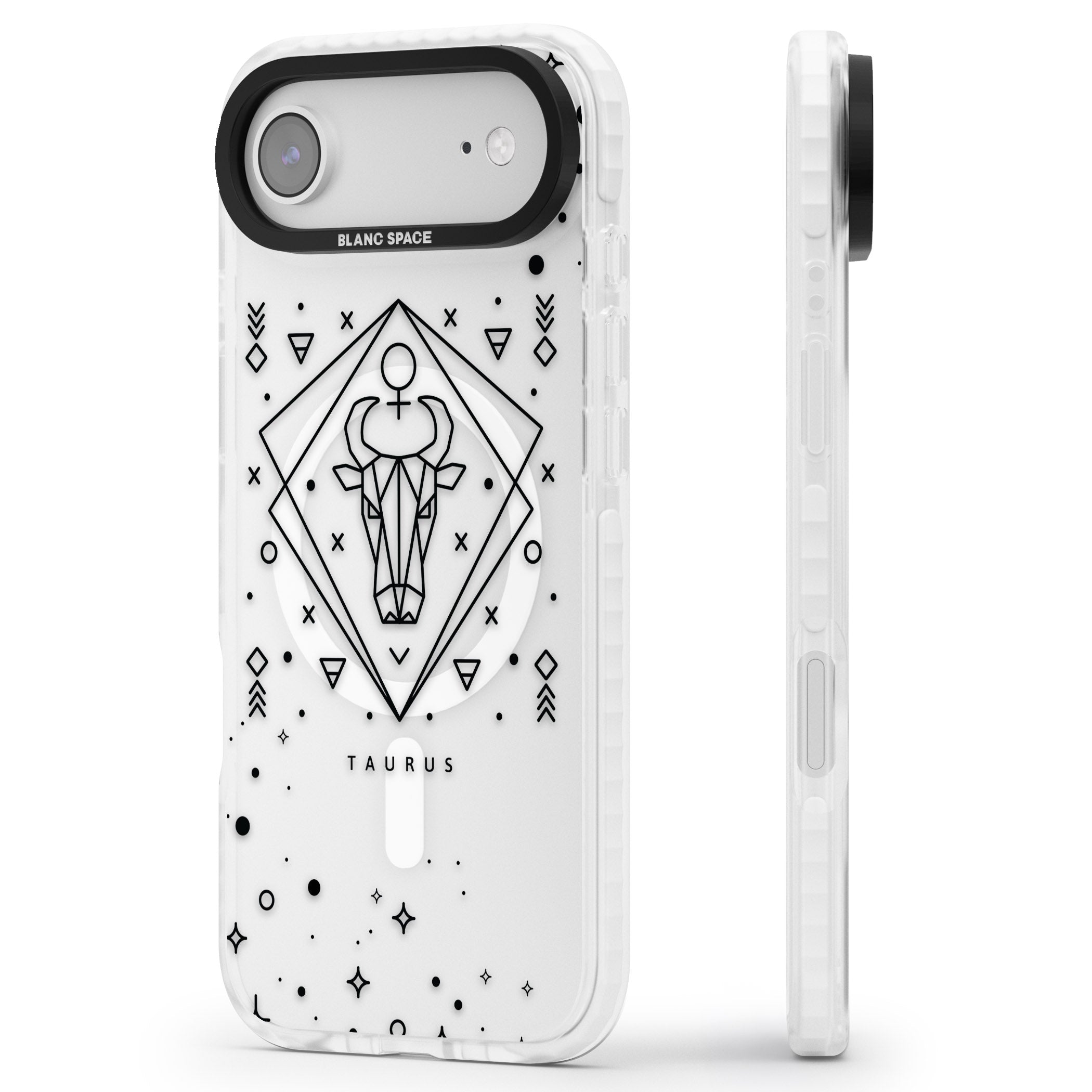 Taurus Emblem iPhone 17 Air Impact Pro Clear Phone Case Side Profile