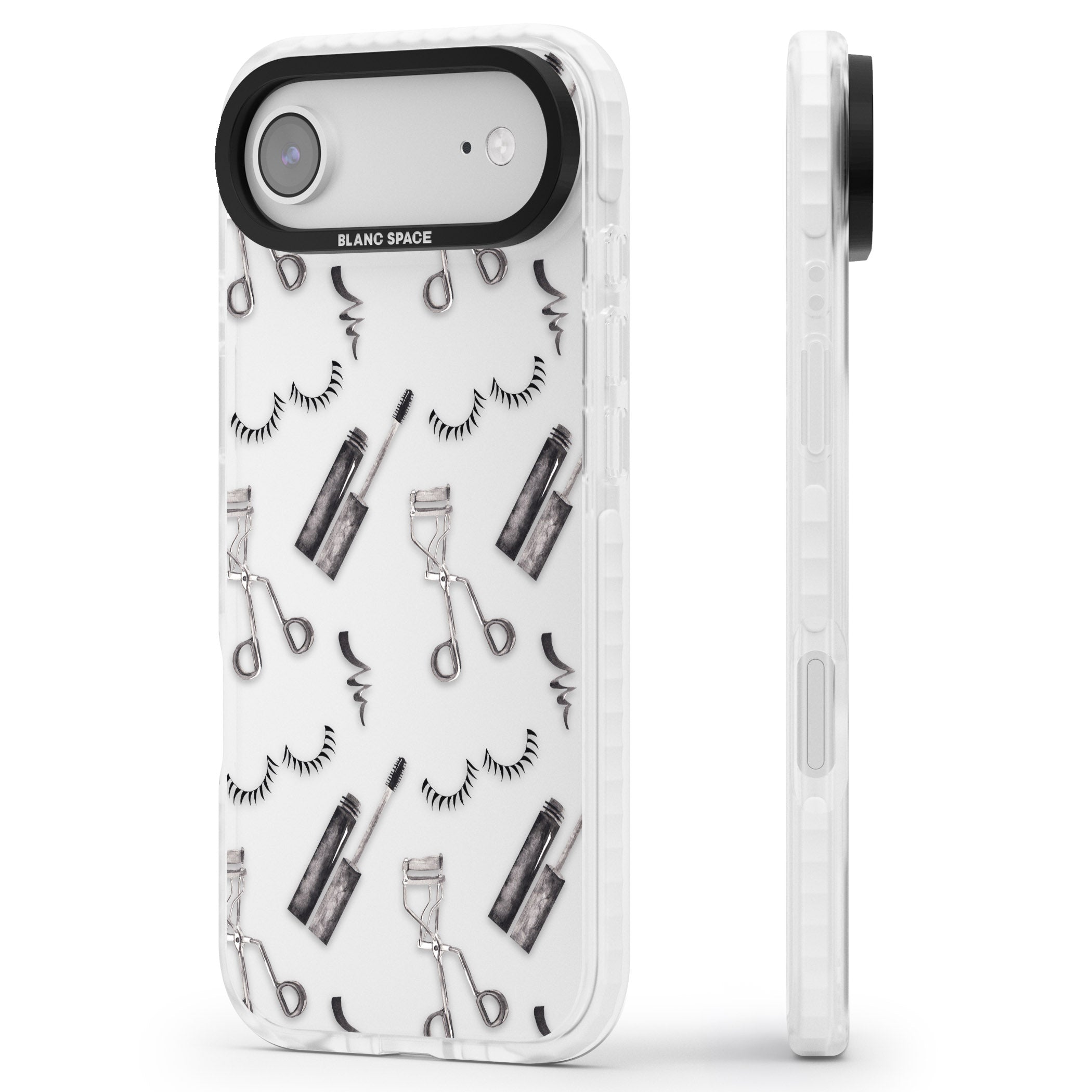 Eyelash Makeup Pattern iPhone 17 Air Impact Clear Phone Case Side Profile