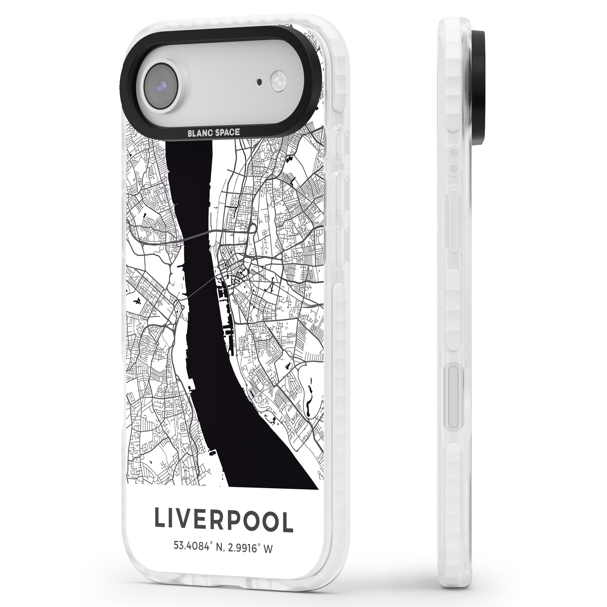 Liverpool Map iPhone 17 Air Impact Clear Phone Case Side Profile