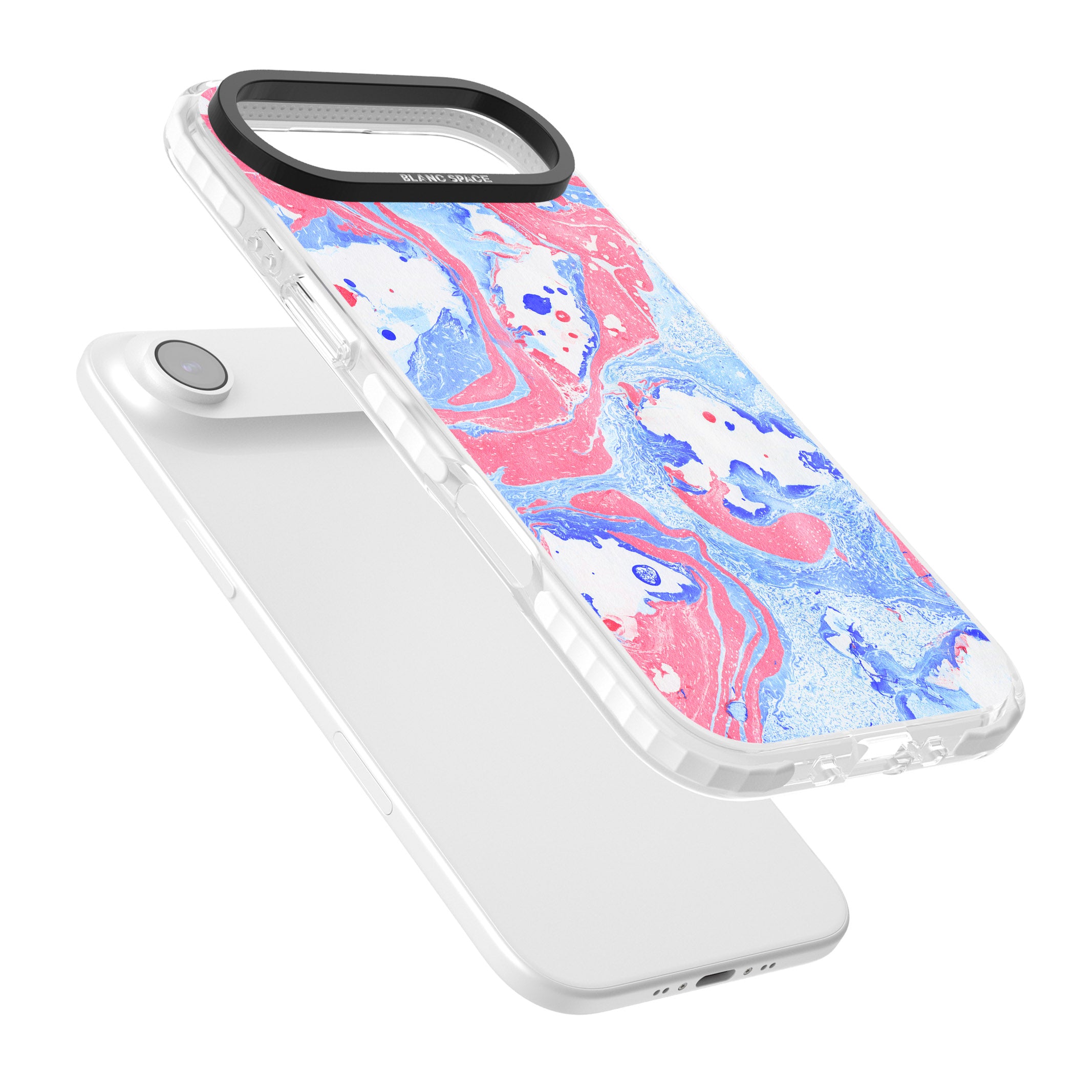 Pink, Blue & White Marbled Paper Pattern iPhone 17 Air Impact Clear Phone Case Colours