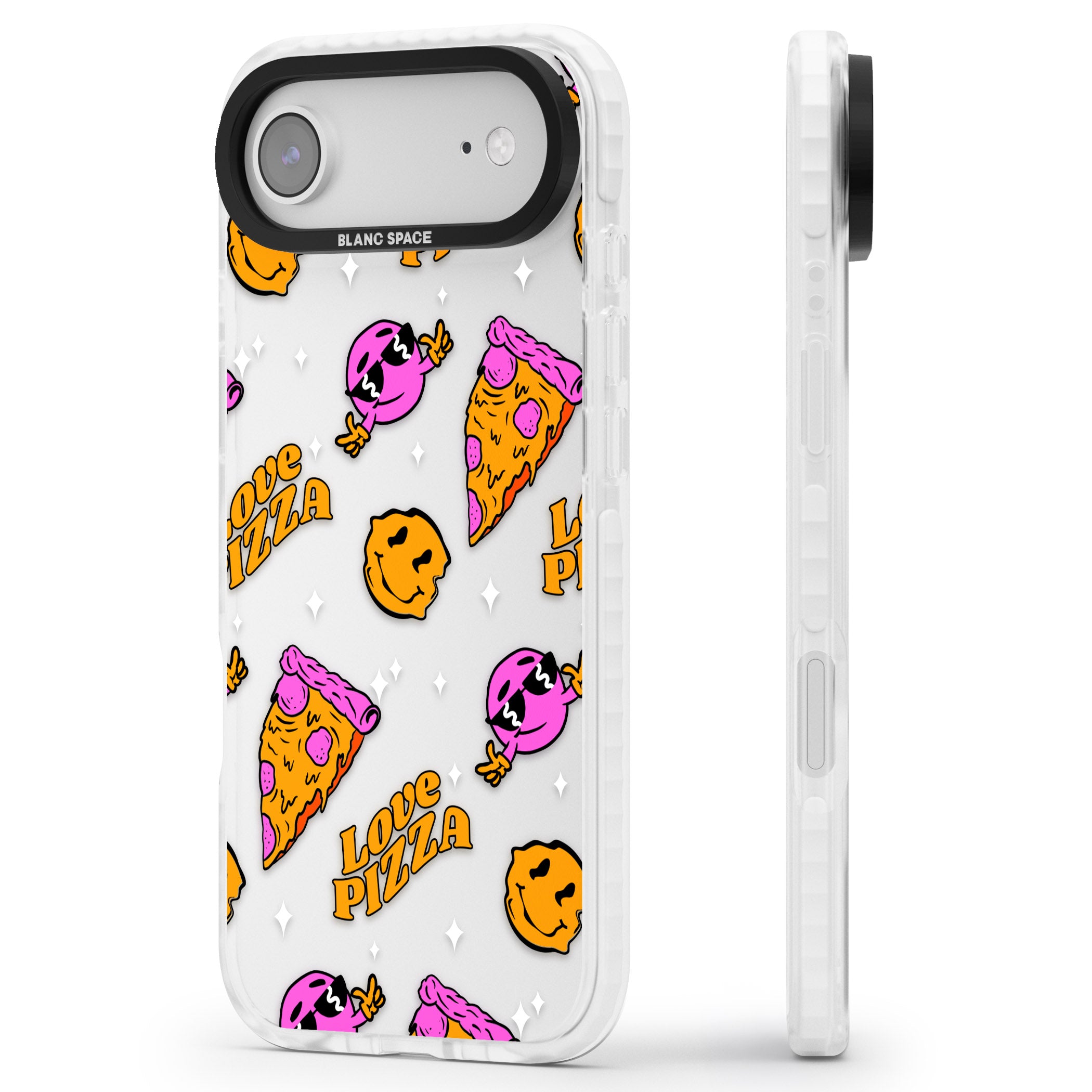 Psychedelic Love Pizza Pattern (Clear) iPhone 17 Air Impact Clear Phone Case Side Profile