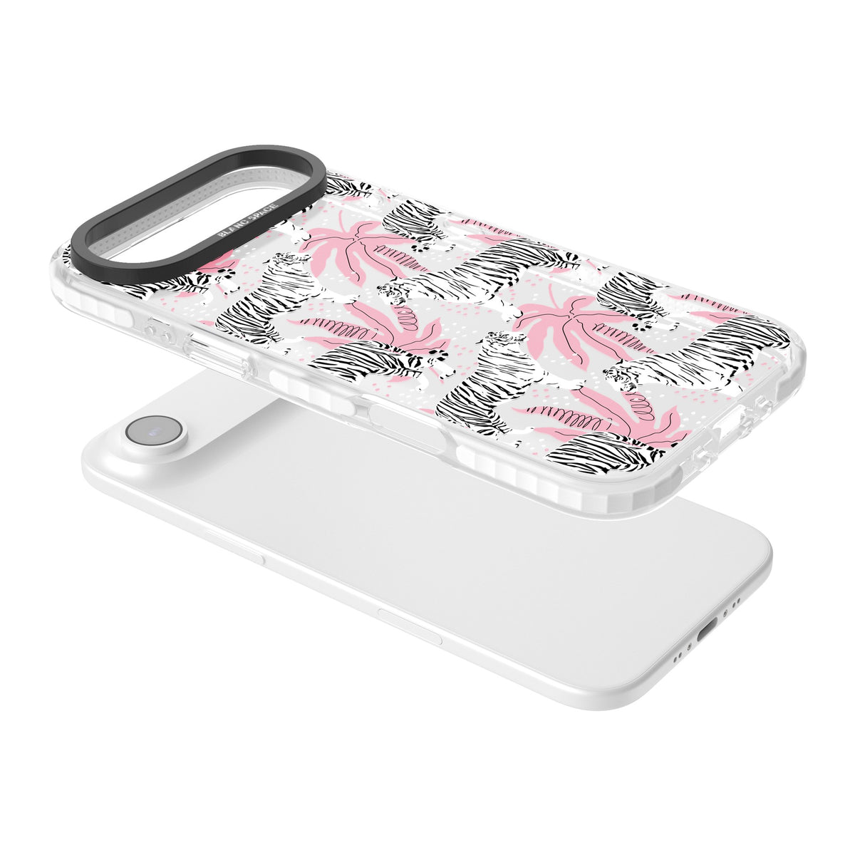 Pink & White Tropical Tigers iPhone Air Impact Clear Phone Case angled