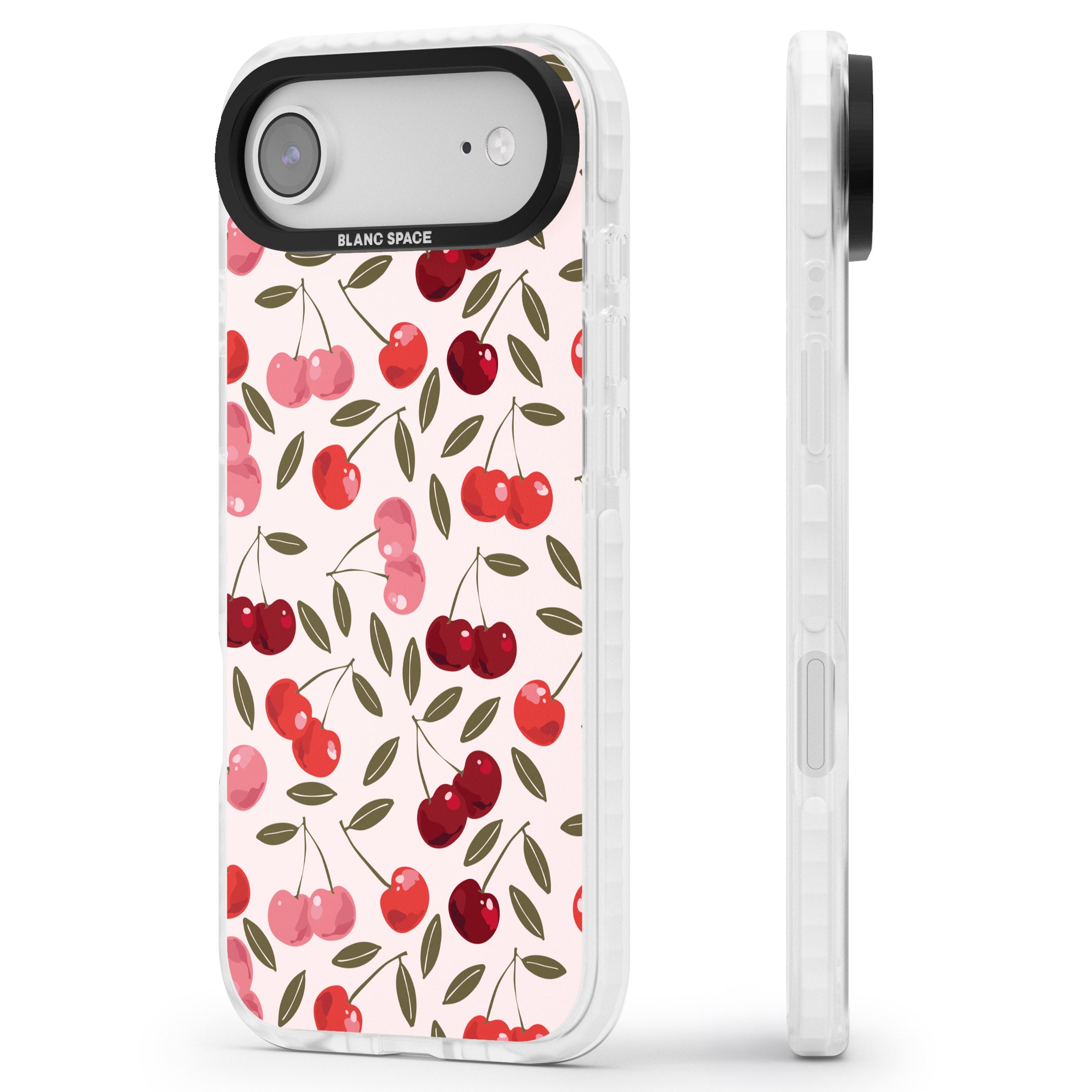 Fruity & Fun Patterns Cherries iPhone 17 Air Impact Clear Phone Case Side Profile