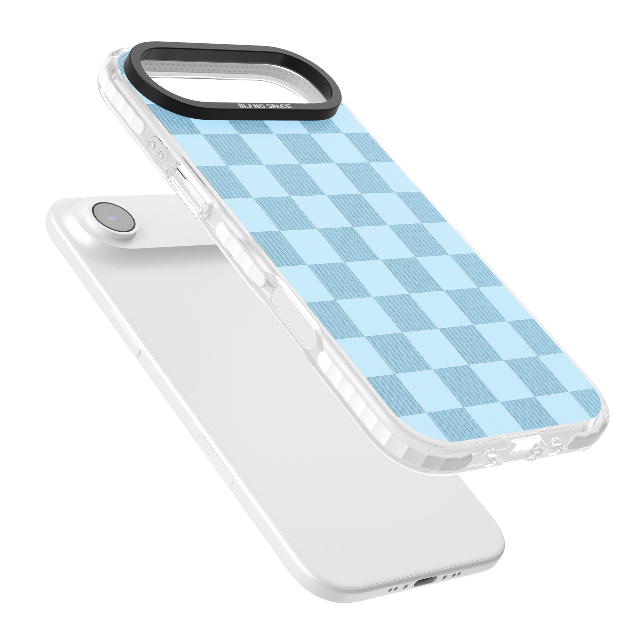 Skyblue Checkered iPhone 17 Air Impact Clear Phone Case Colours