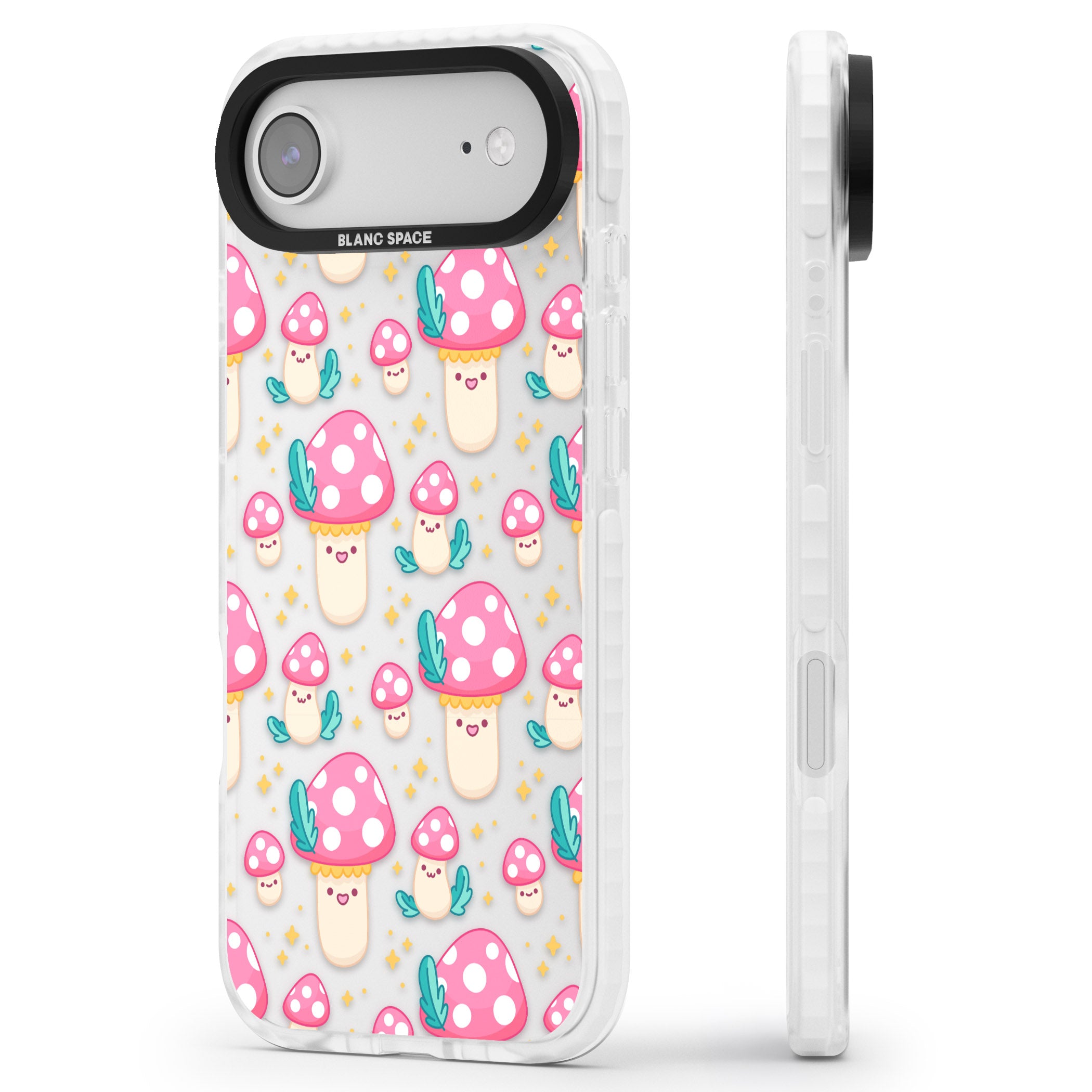 Cute Mushroom Pattern iPhone 17 Air Impact Clear Phone Case Side Profile