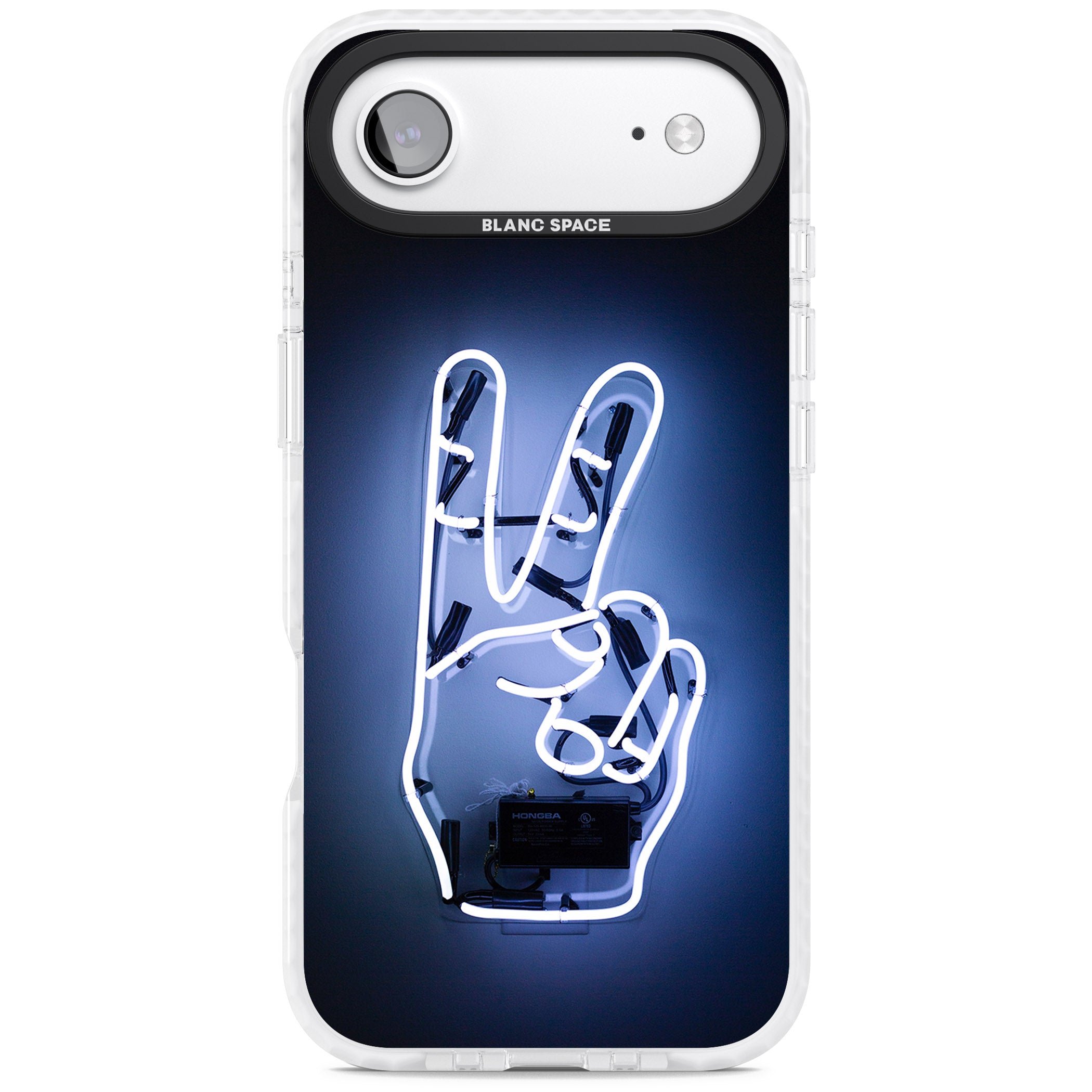 Neon Peace Sign iPhone 17 Air Impact Clear Phone Case