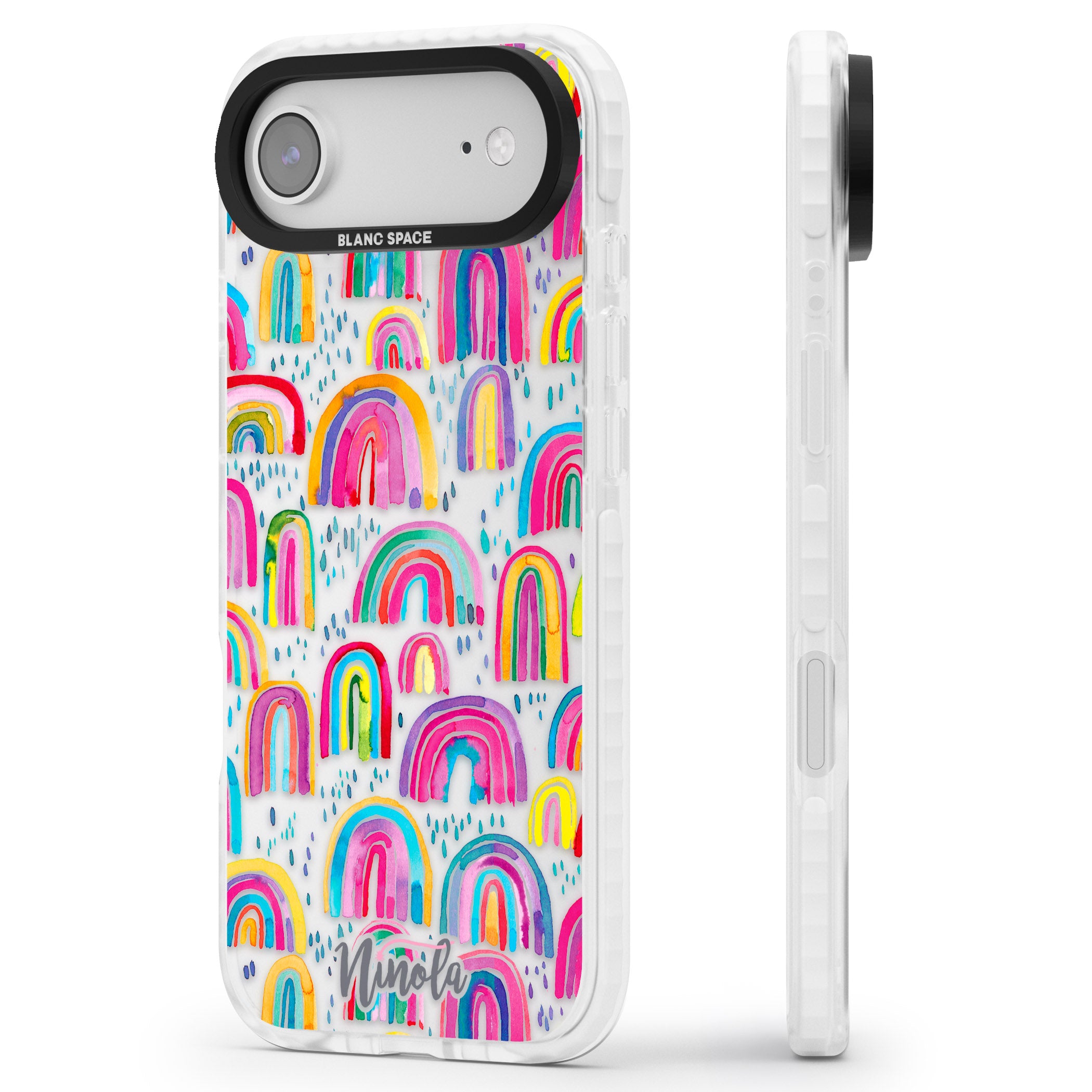 Watercolor Rainbow iPhone 17 Air Impact Clear Phone Case Side Profile