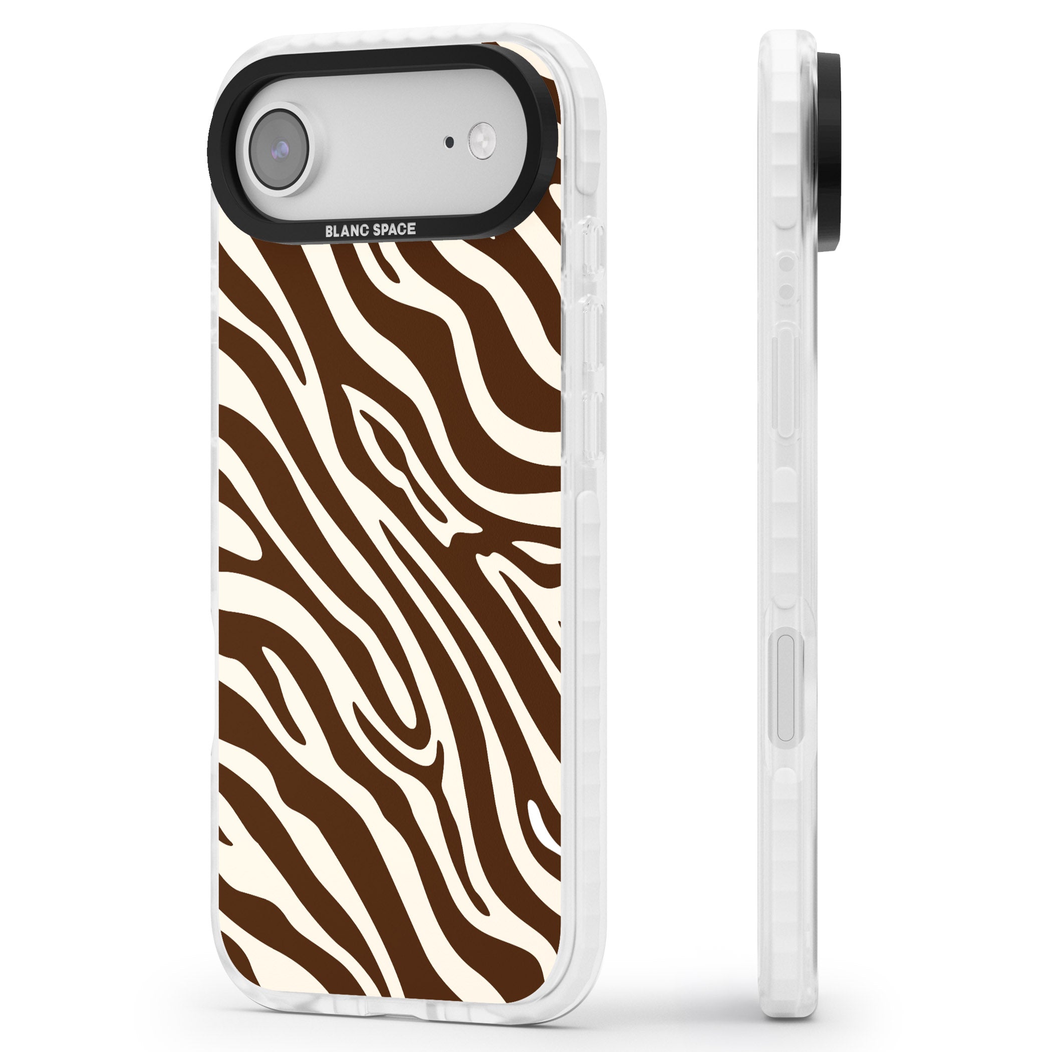 Brown & Cream Zebra iPhone 17 Air Impact Clear Phone Case Side Profile