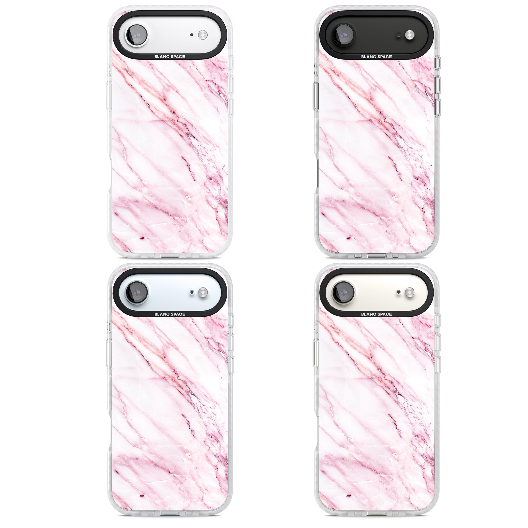 White Pink Onyx Marble iPhone 17 Air Impact Clear Phone Case APT Impact Protection