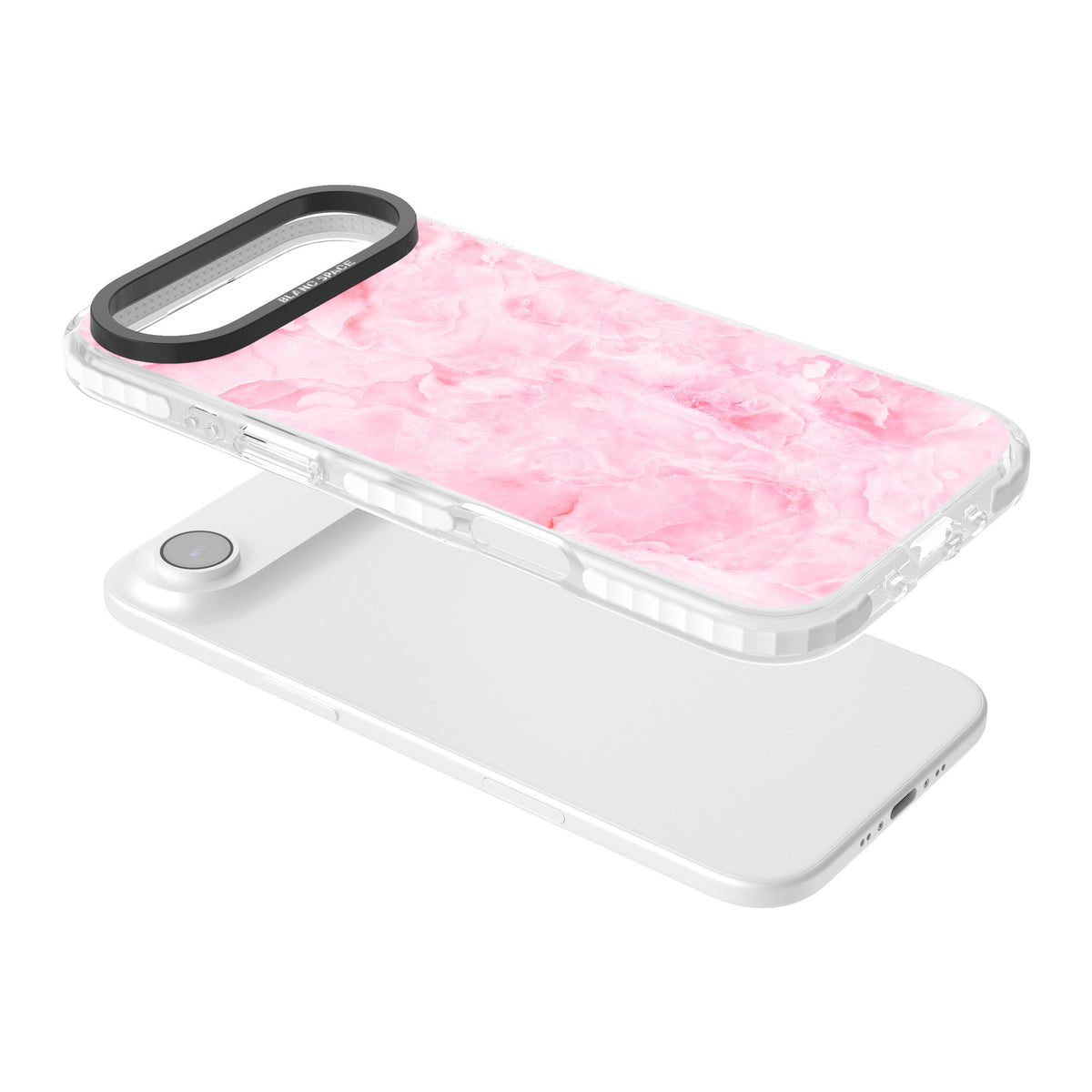 Pink Onyx Marble iPhone Air Impact Clear Phone Case angled