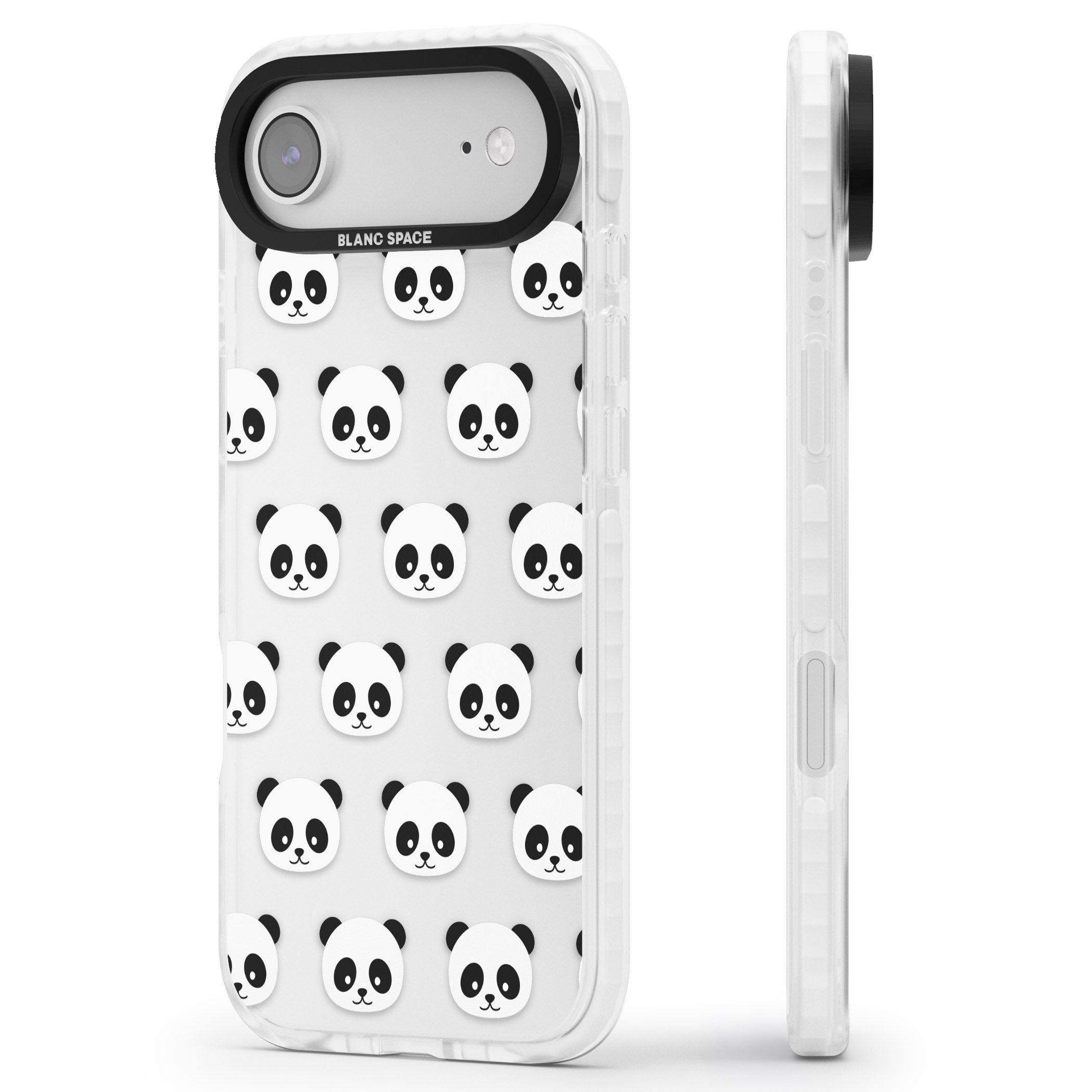 Panda Face Pattern iPhone 17 Air Impact Clear Phone Case Side Profile