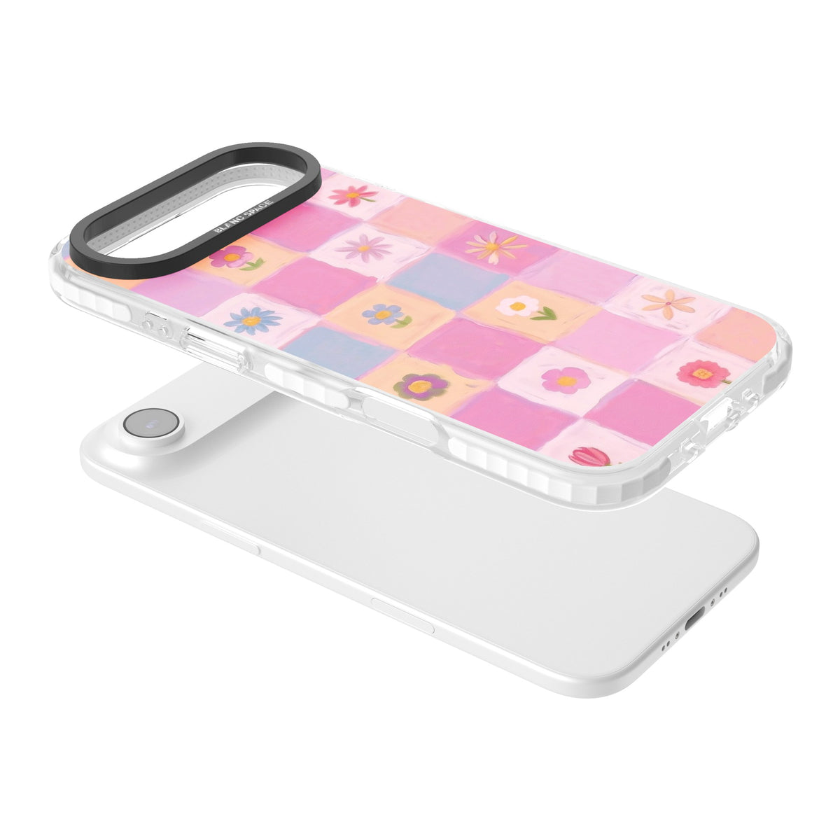 Pastel Flower Patchwork iPhone Air Impact Clear Phone Case angled