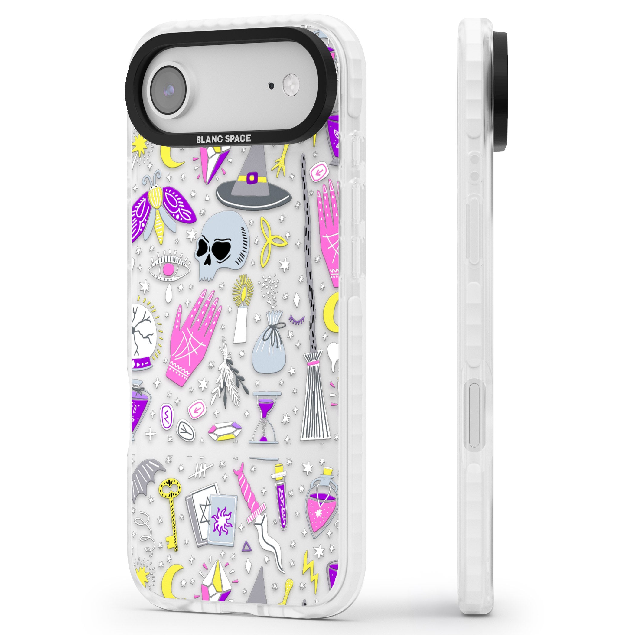 Black Magic Pattern iPhone 17 Air Impact Clear Phone Case Side Profile