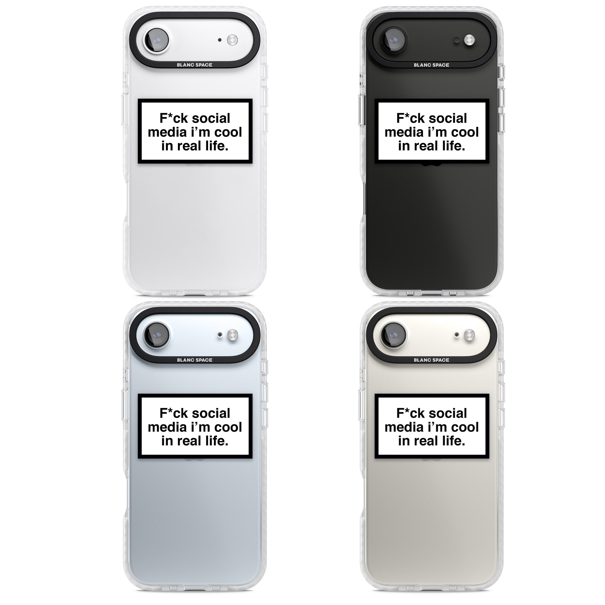 F*Ck Social Media iPhone 17 Air Impact Clear Phone Case APT Impact Protection