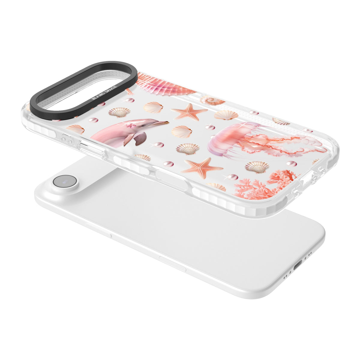 Pink Sealife iPhone Air Impact Clear Phone Case angled