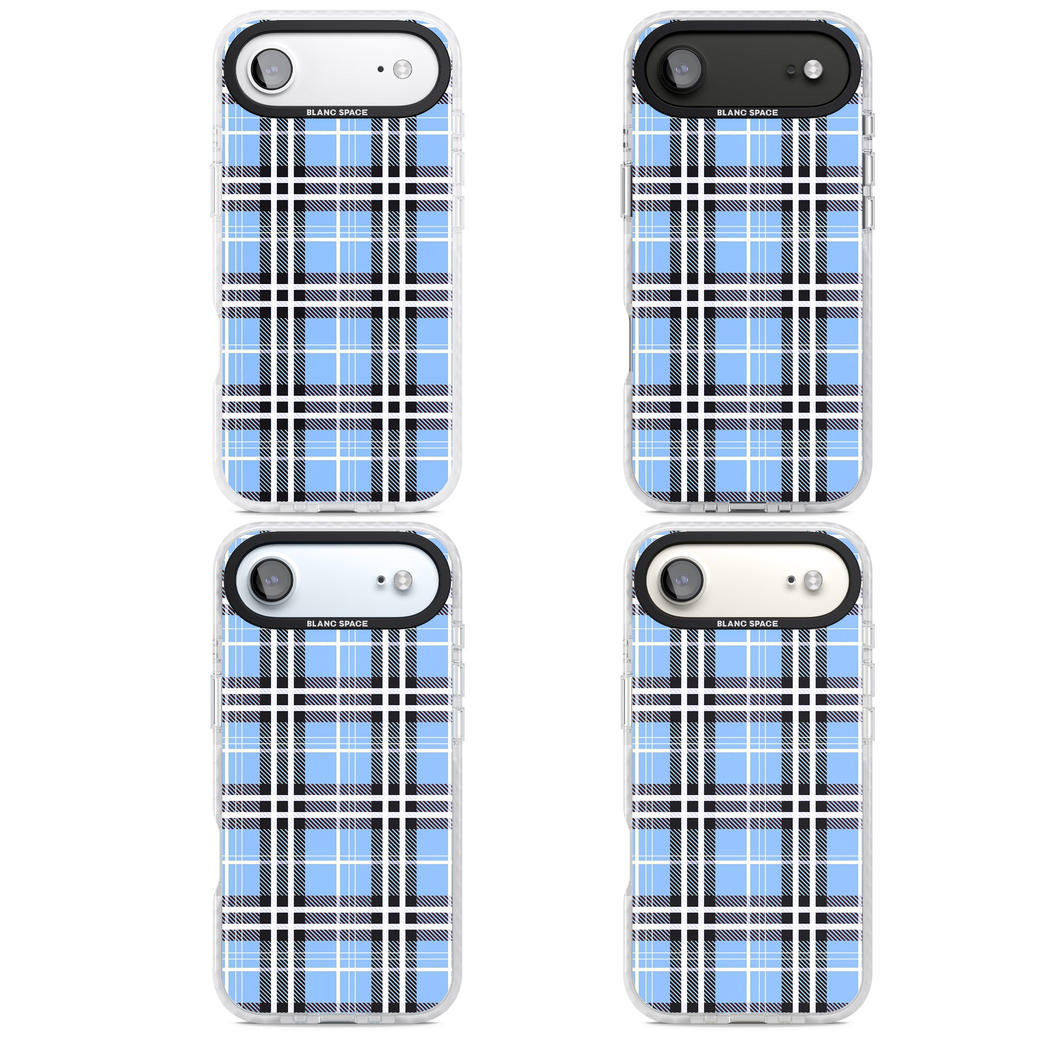 Blue Plaid iPhone 17 Air Impact Clear Phone Case APT Impact Protection