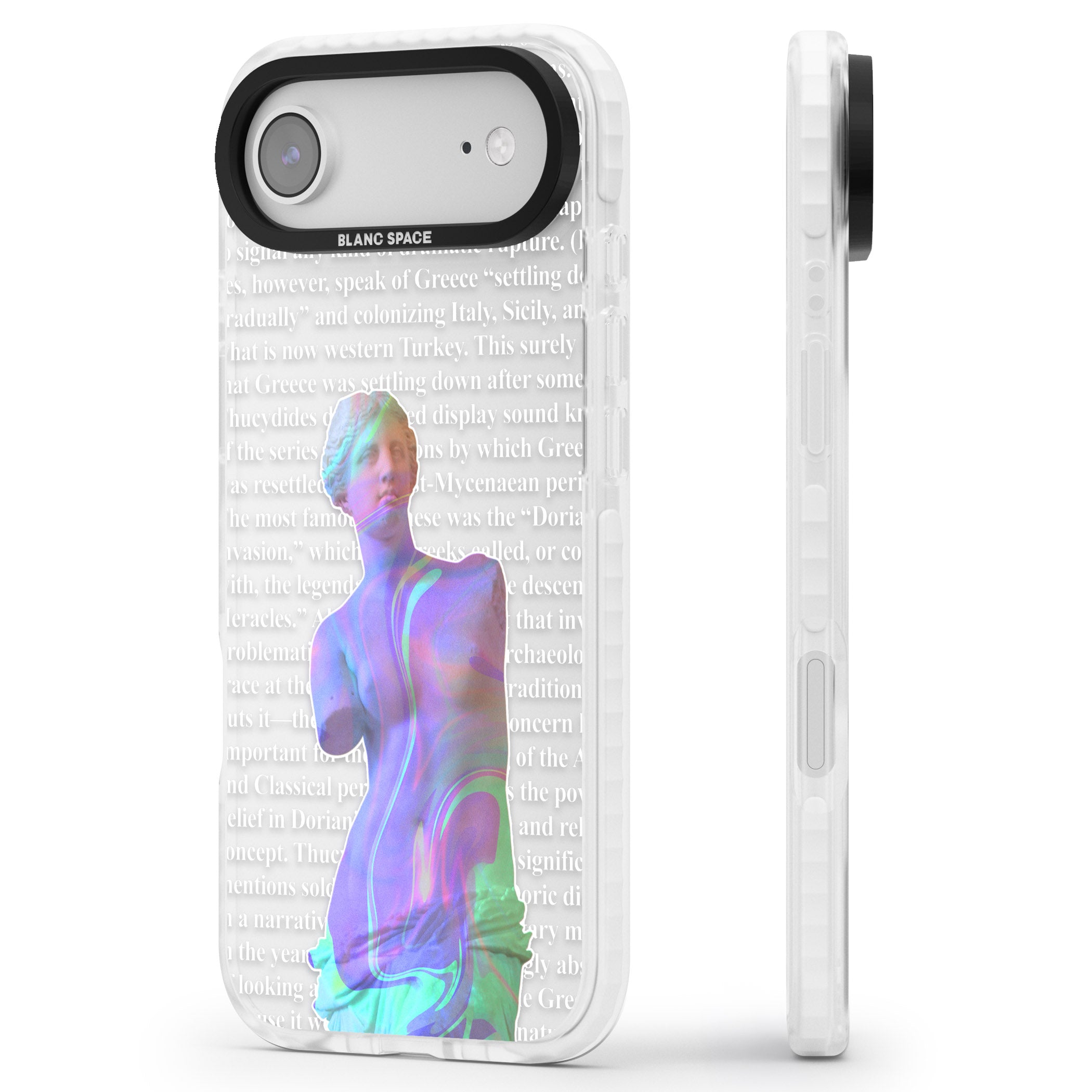 Iridescent De Milo iPhone 17 Air Impact Clear Phone Case Side Profile