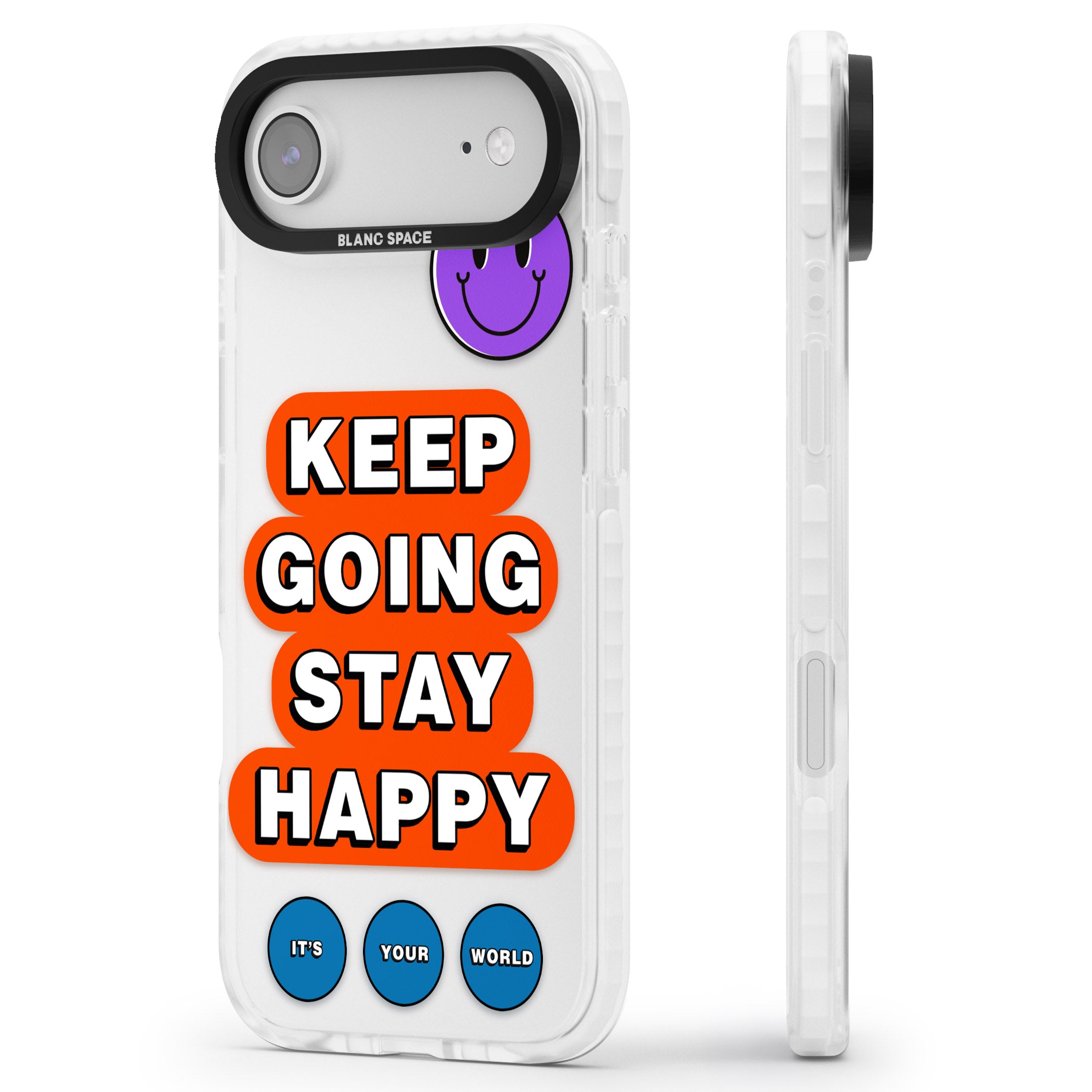 Keep Going Stay Happy iPhone 17 Air Impact Clear Phone Case Side Profile