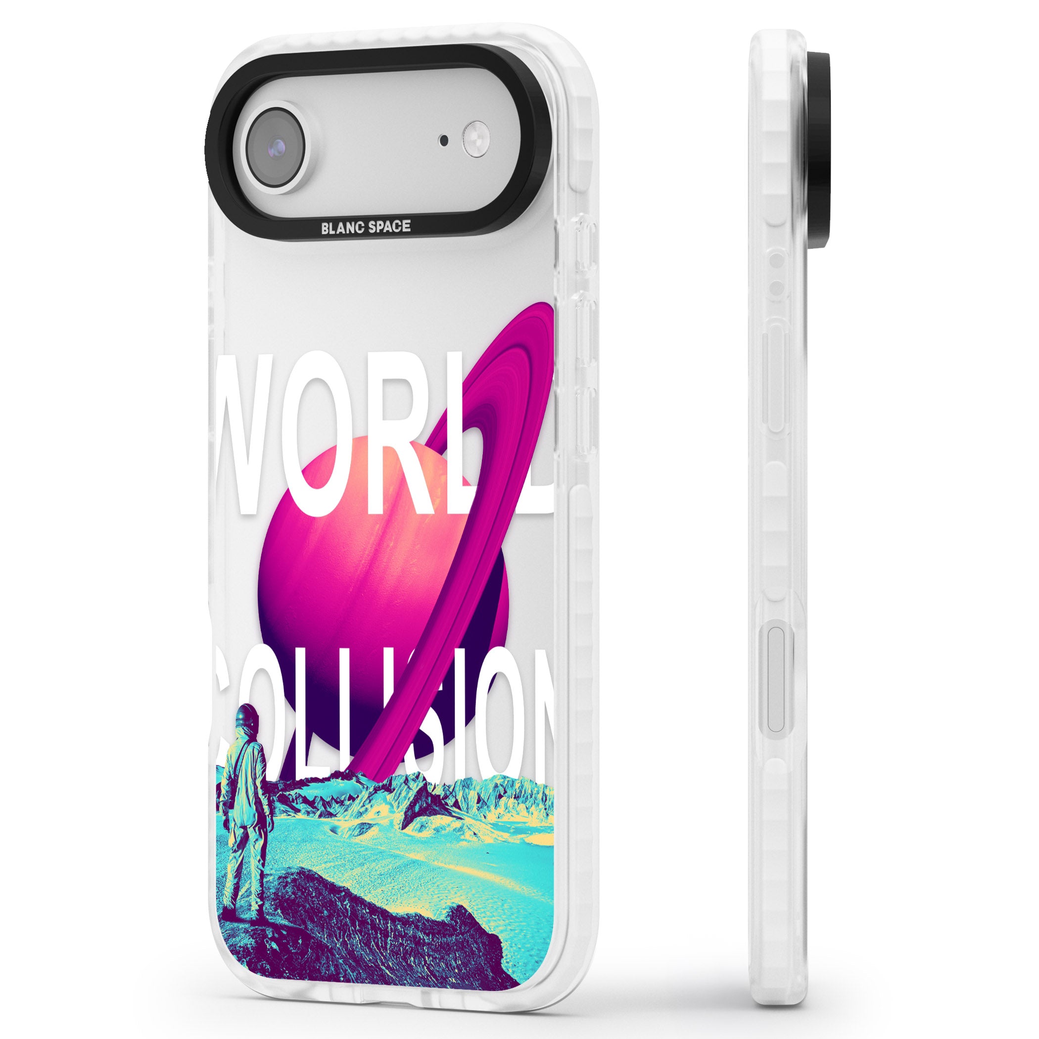 World Collision iPhone 17 Air Impact Clear Phone Case Side Profile