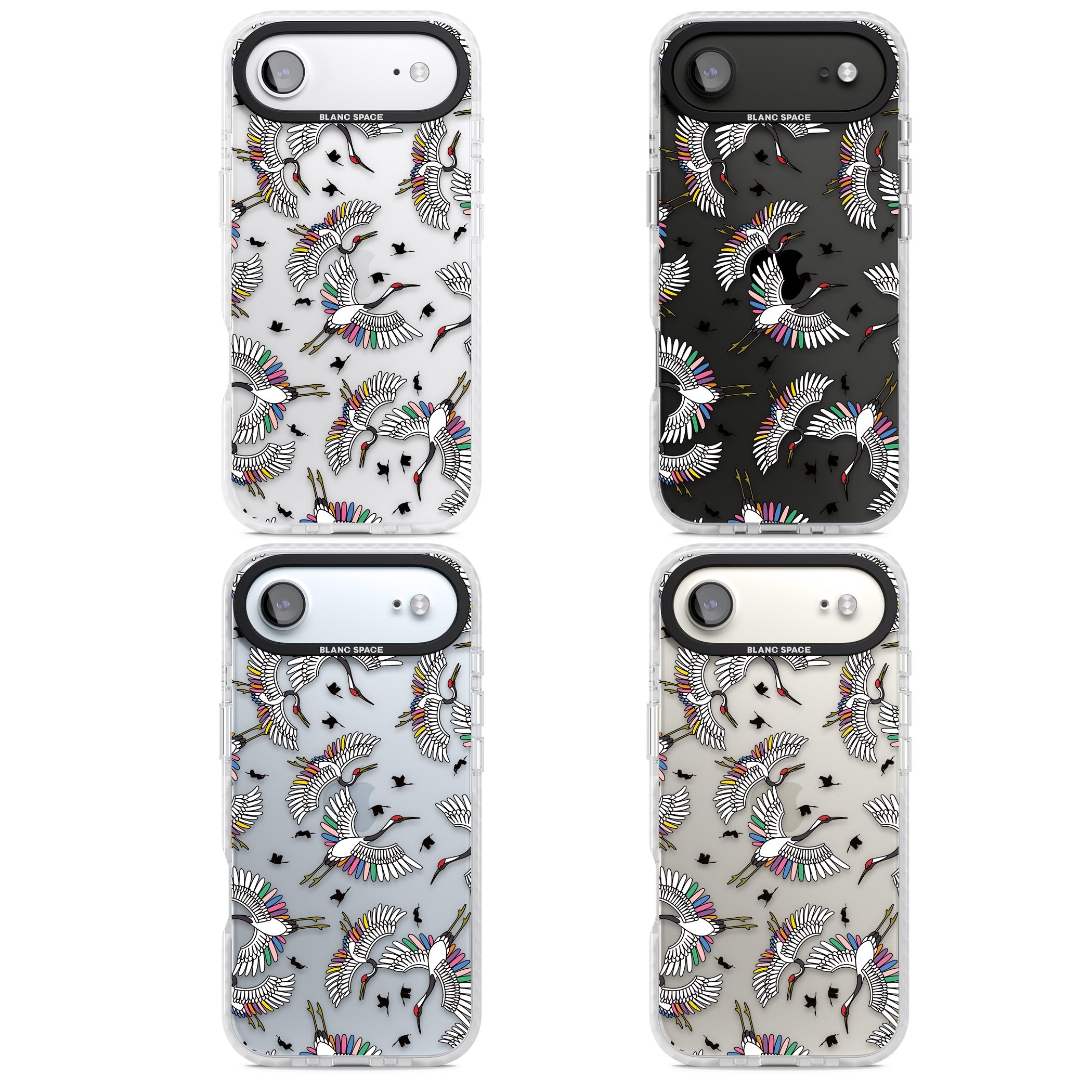 Colourful Crane Pattern iPhone 17 Air Impact Clear Phone Case APT Impact Protection