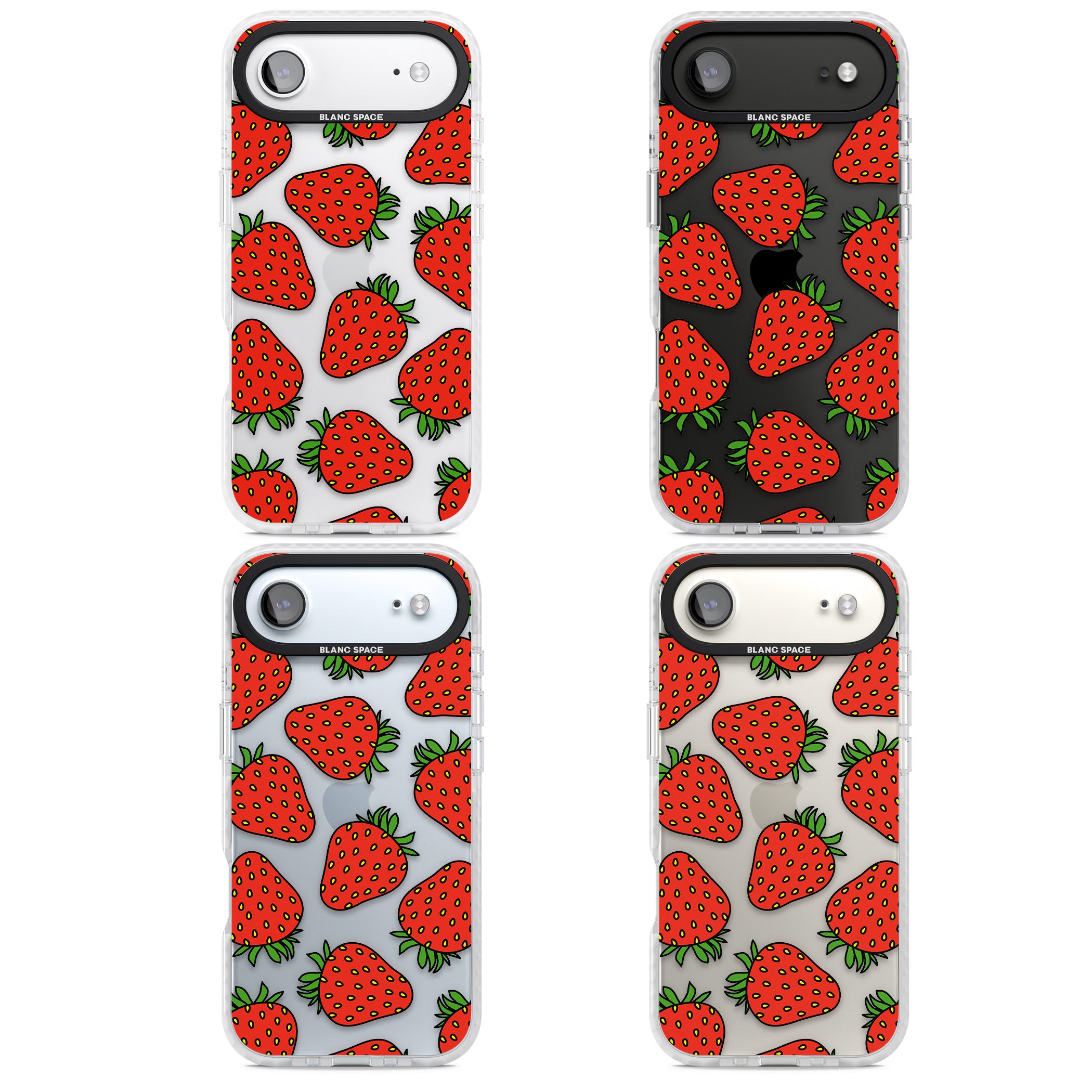 Strawberry Pattern iPhone 17 Air Impact Clear Phone Case APT Impact Protection