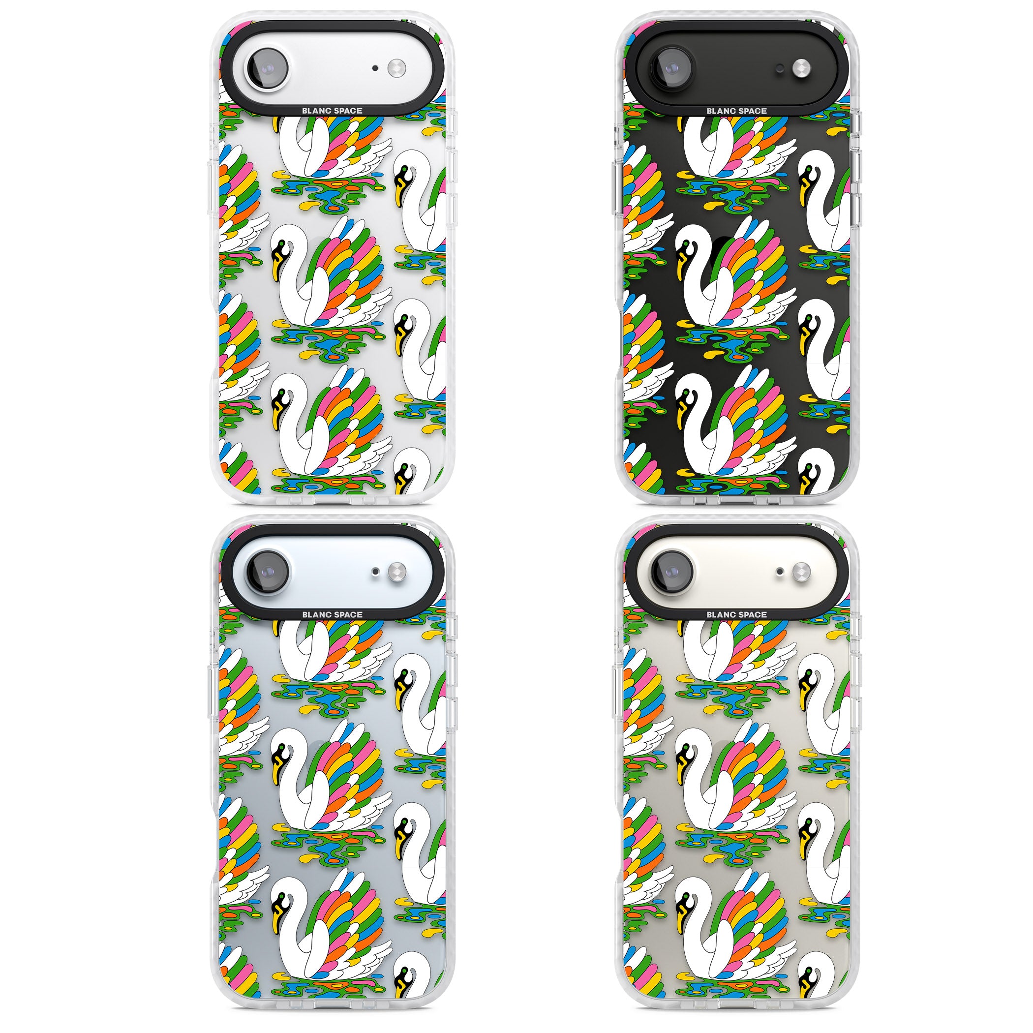 Colourful Swan Pattern iPhone 17 Air Impact Clear Phone Case APT Impact Protection