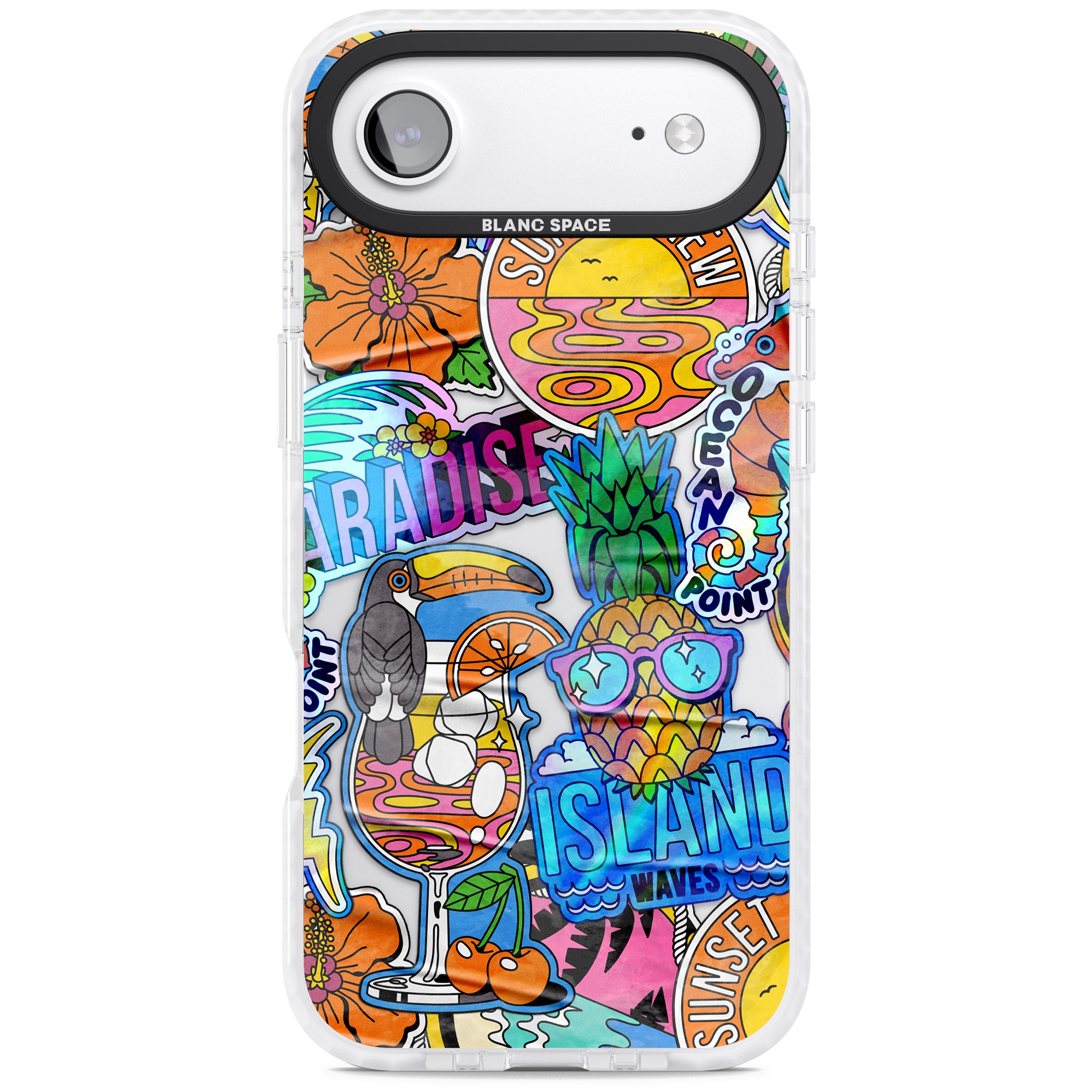 Tropical Vibes Collage iPhone 17 Air Impact Clear Phone Case