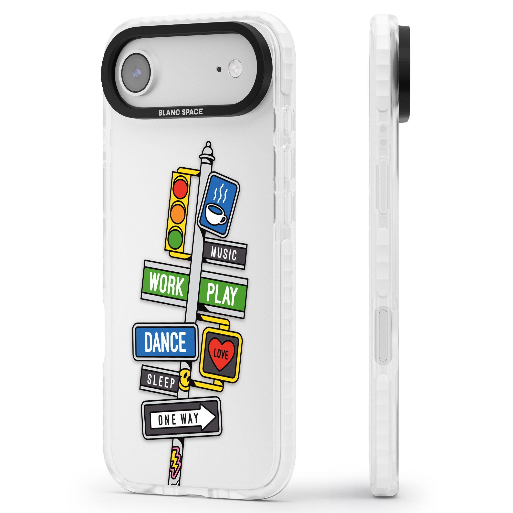 Mood Street Signs iPhone 17 Air Impact Clear Phone Case Side Profile