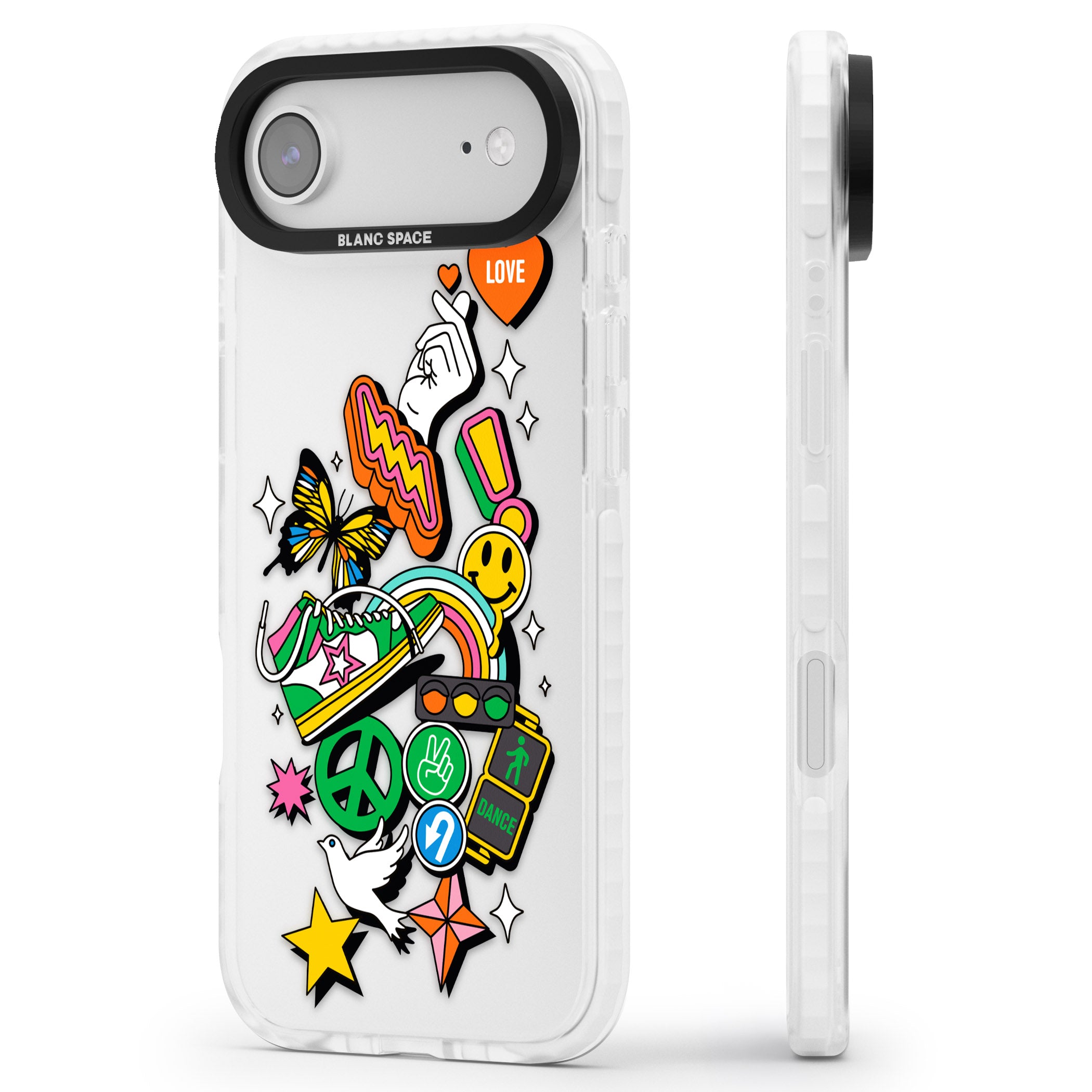 Nostalgic Sticker Collage iPhone 17 Air Impact Clear Phone Case Side Profile