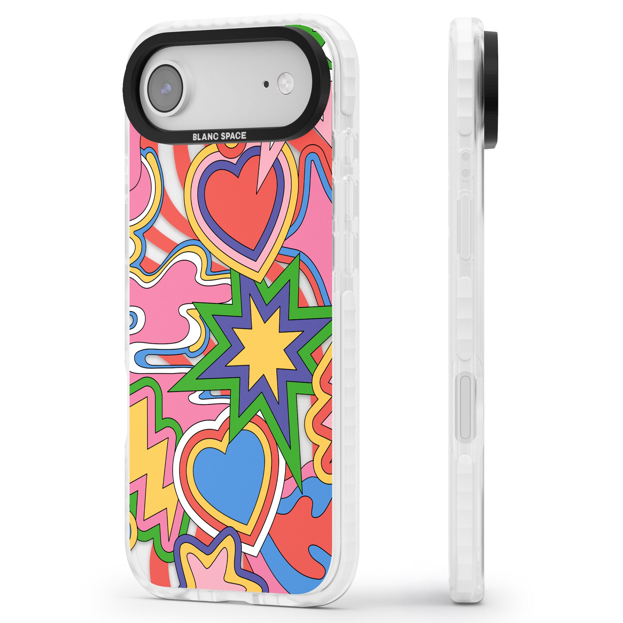 Psychedelic Pop Art Explosion iPhone 17 Air Impact Clear Phone Case Side Profile