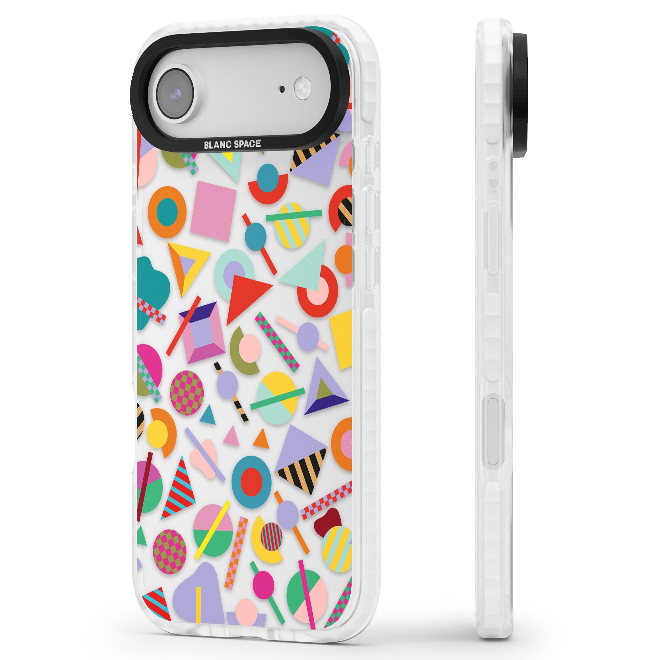 Retro Carnival Shapes iPhone 17 Air Impact Clear Phone Case Side Profile