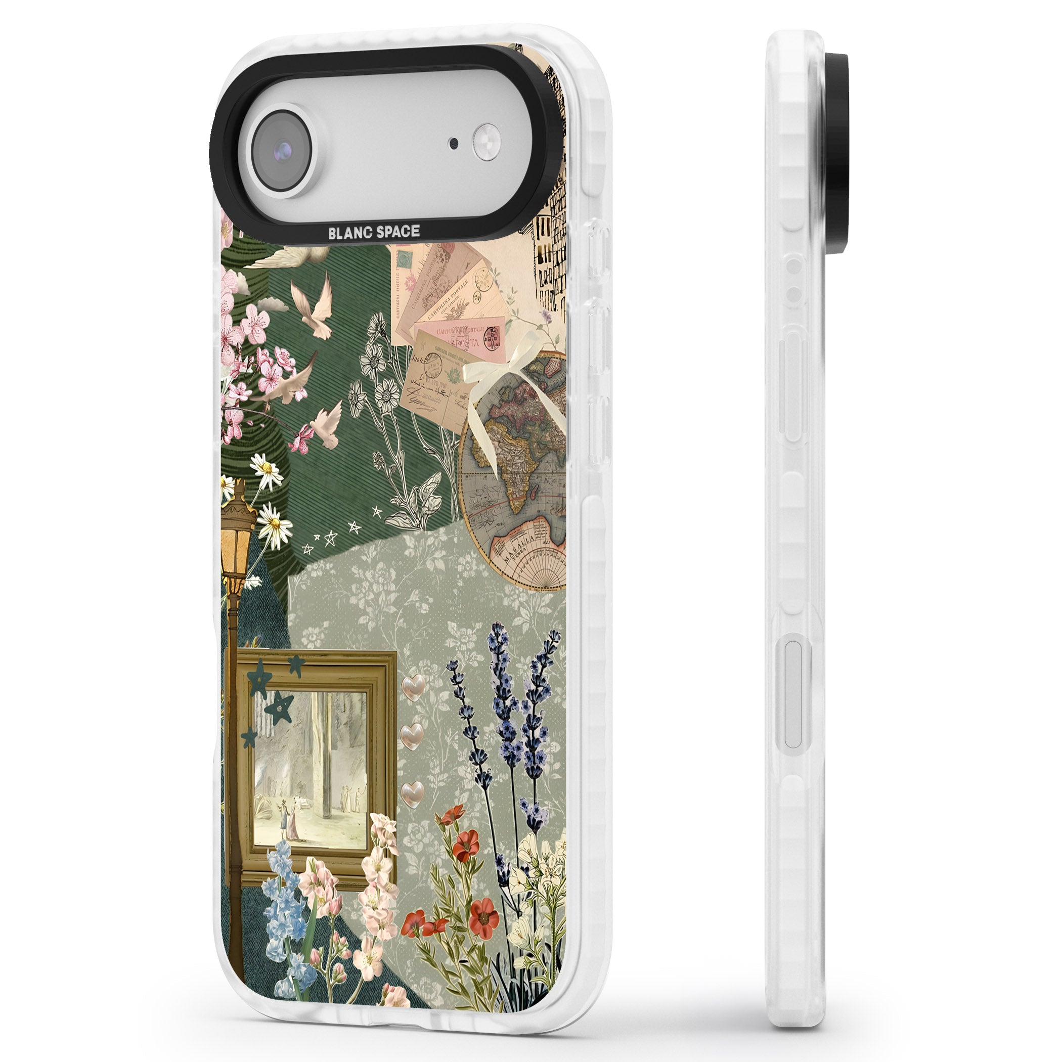 Vintage Spring Collage iPhone 17 Air Impact Clear Phone Case Side Profile