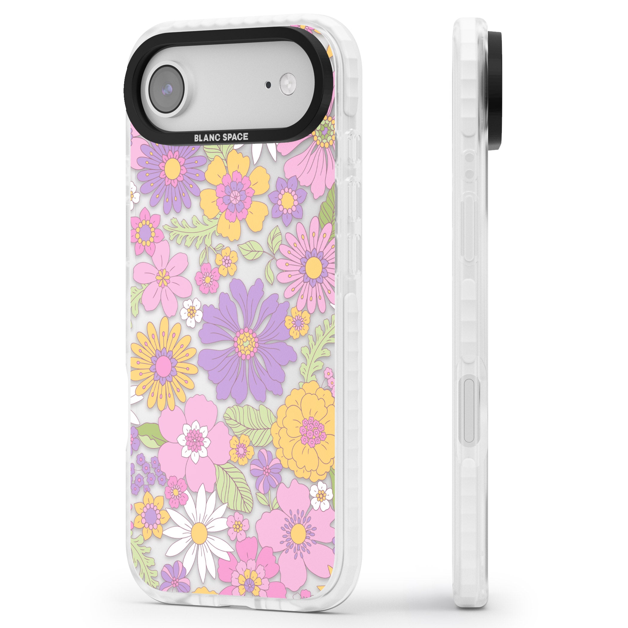 Soft Flower Mix iPhone 17 Air Impact Clear Phone Case Side Profile