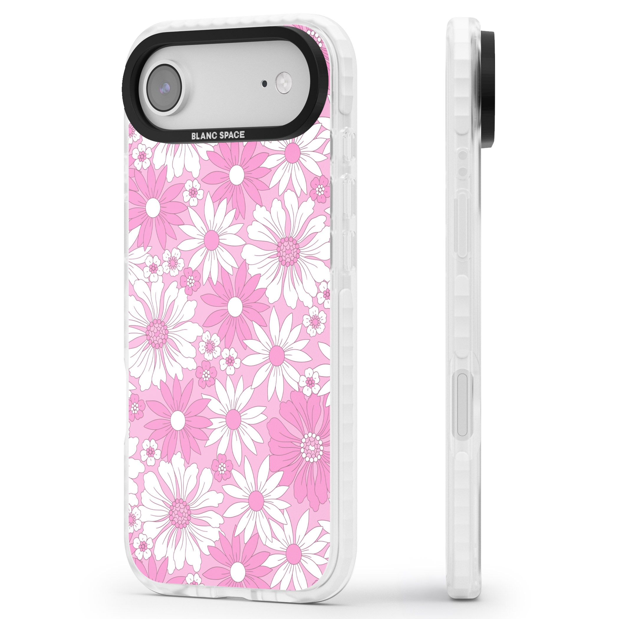 Pink White Flowers iPhone 17 Air Impact Clear Phone Case Side Profile