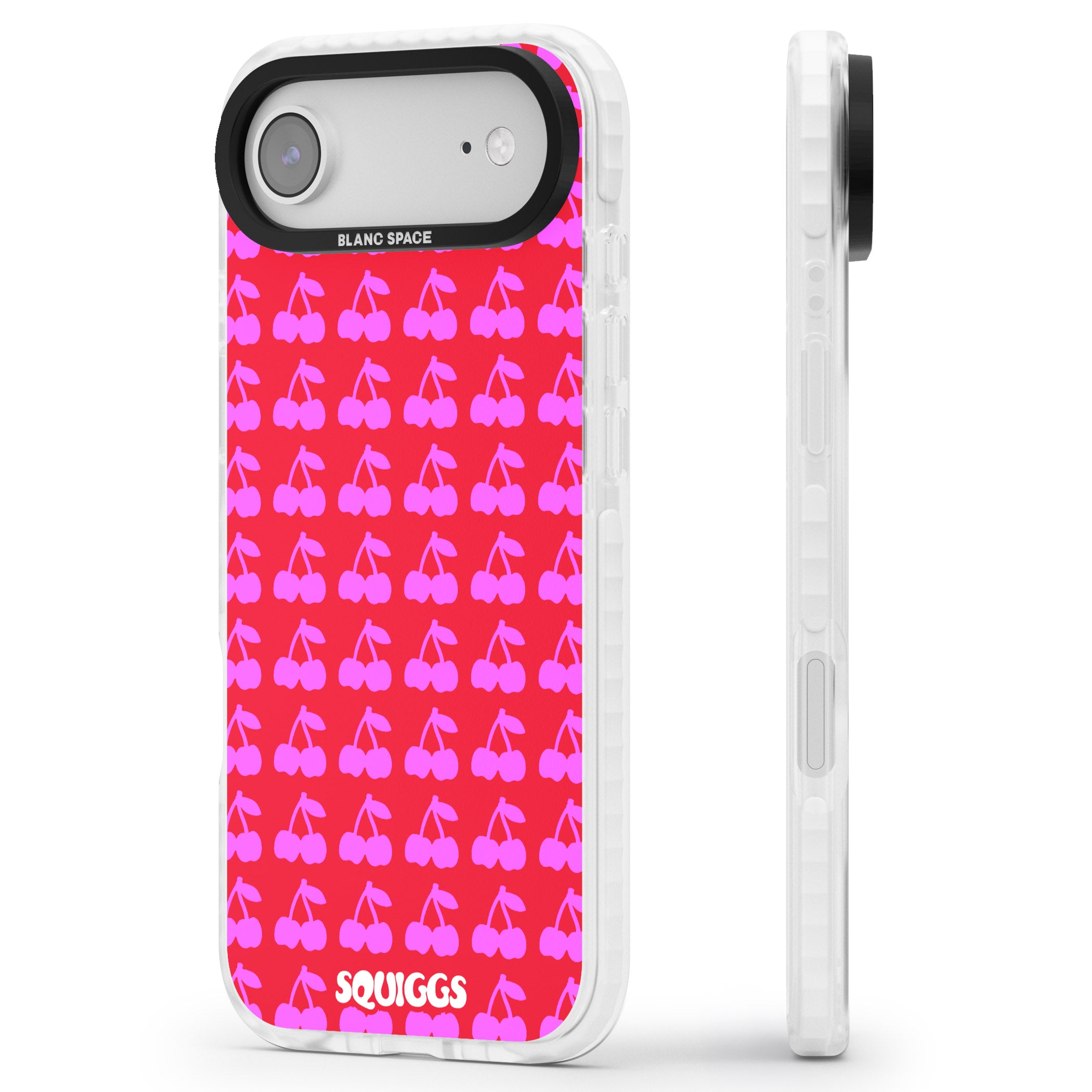 Red Cherries iPhone 17 Air Impact Clear Phone Case Side Profile