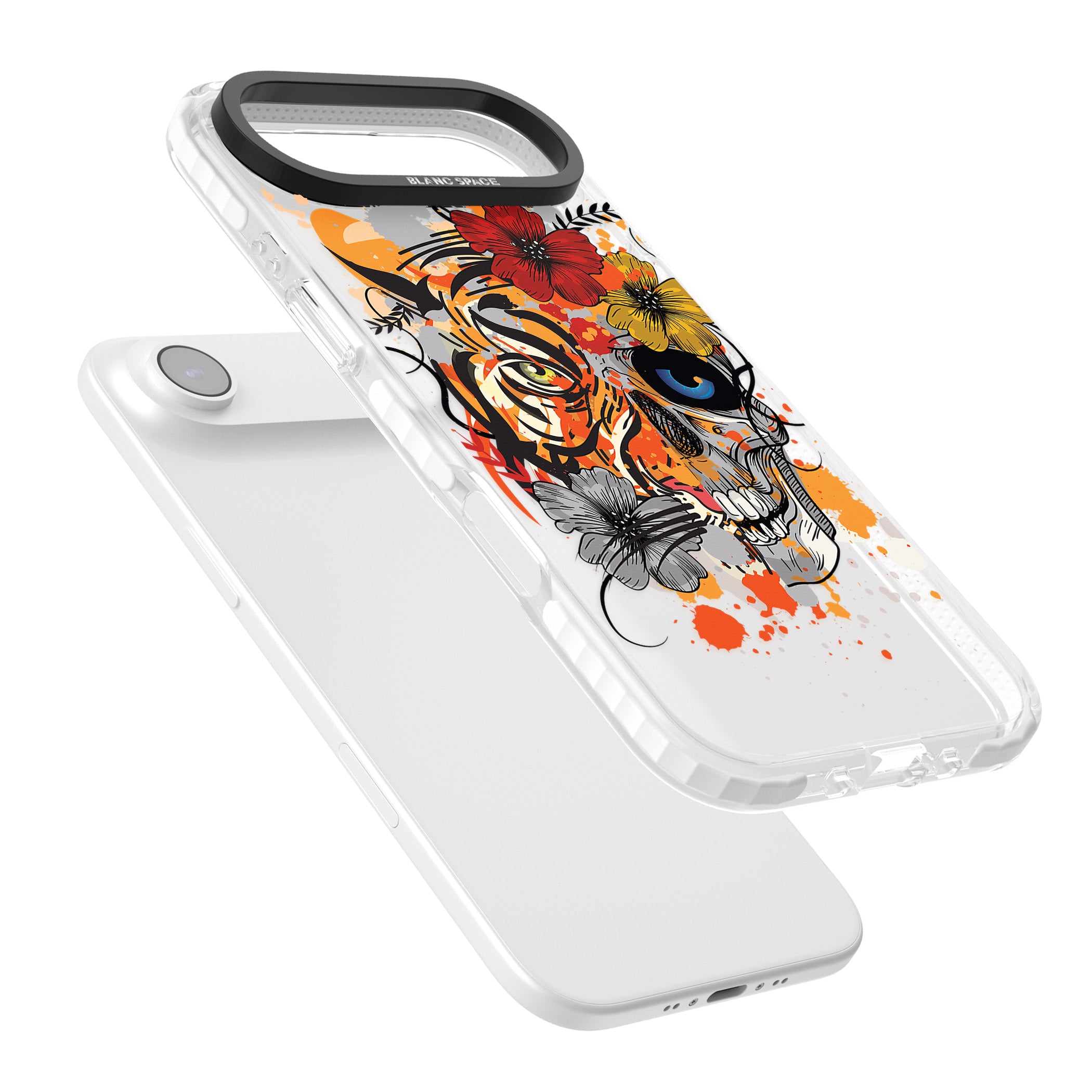 Sugar Skull Tiger Floral iPhone 17 Air Impact Clear Phone Case Colours