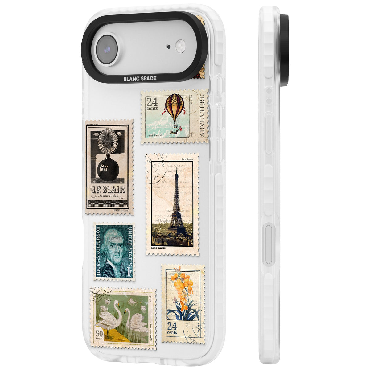 Vintage Stamps iPhone Air Impact Clear Phone Case side
