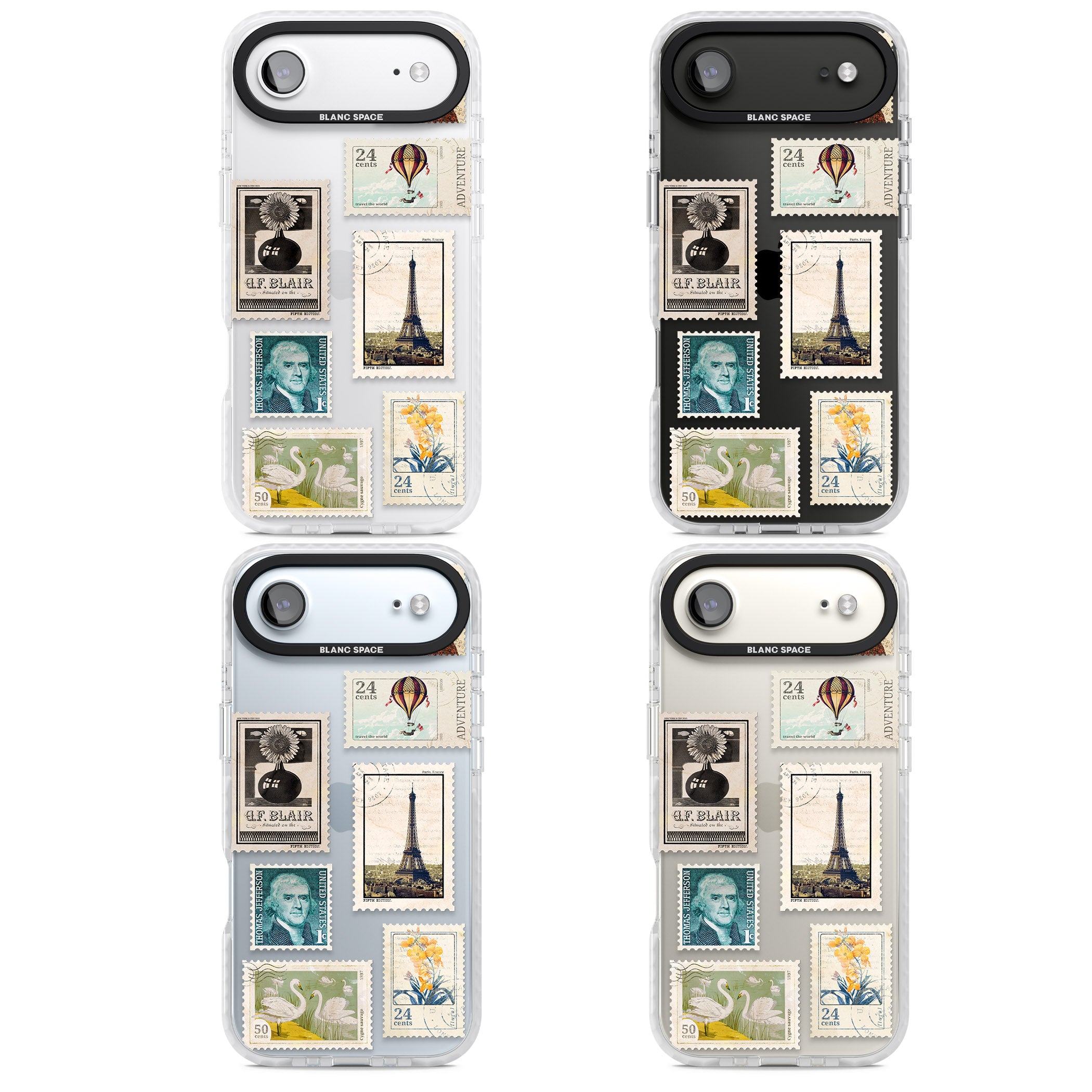 Vintage Stamps iPhone 17 Air Impact Clear Phone Case APT Impact Protection