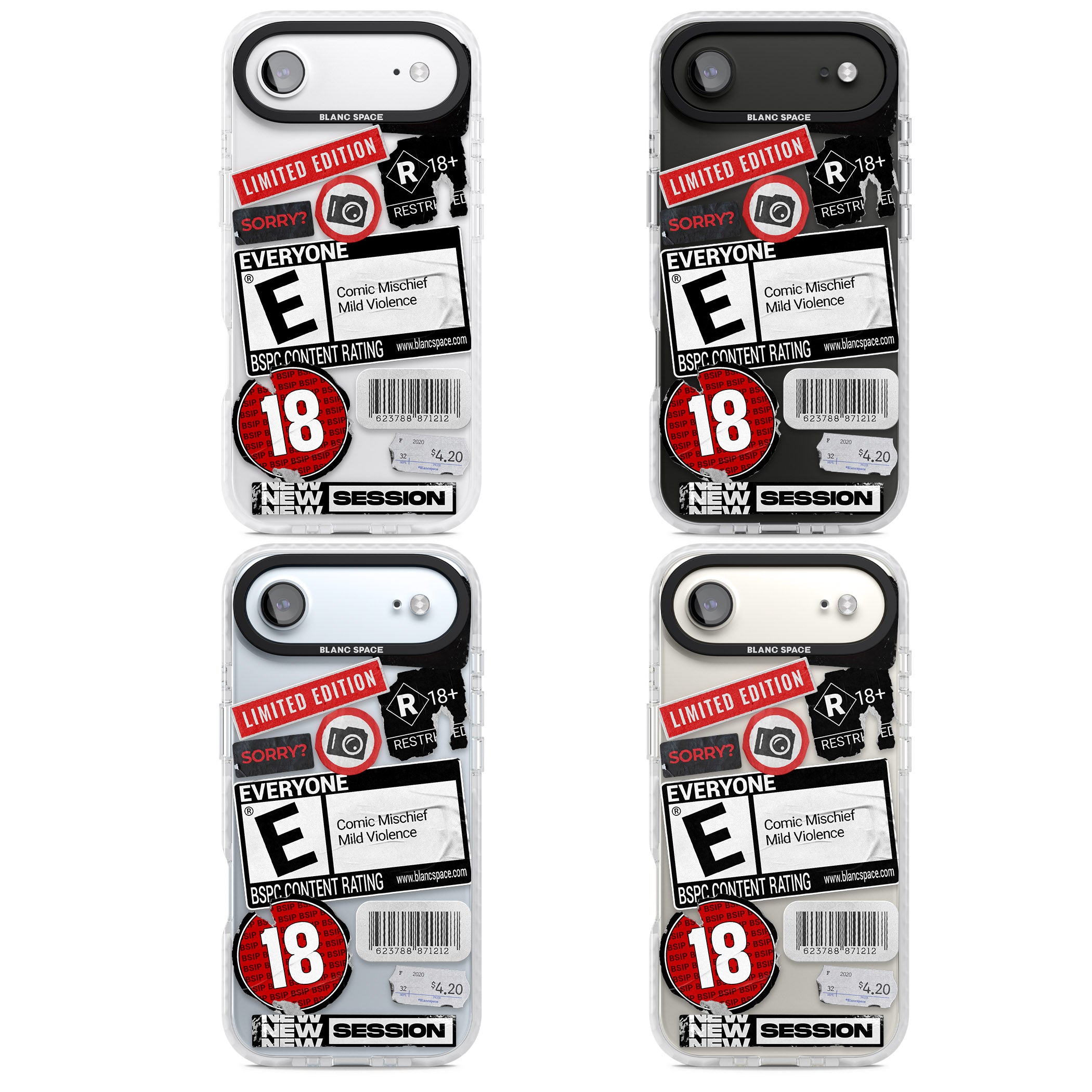 Rated 18+ Sticker Mix iPhone 17 Air Impact Clear Phone Case APT Impact Protection