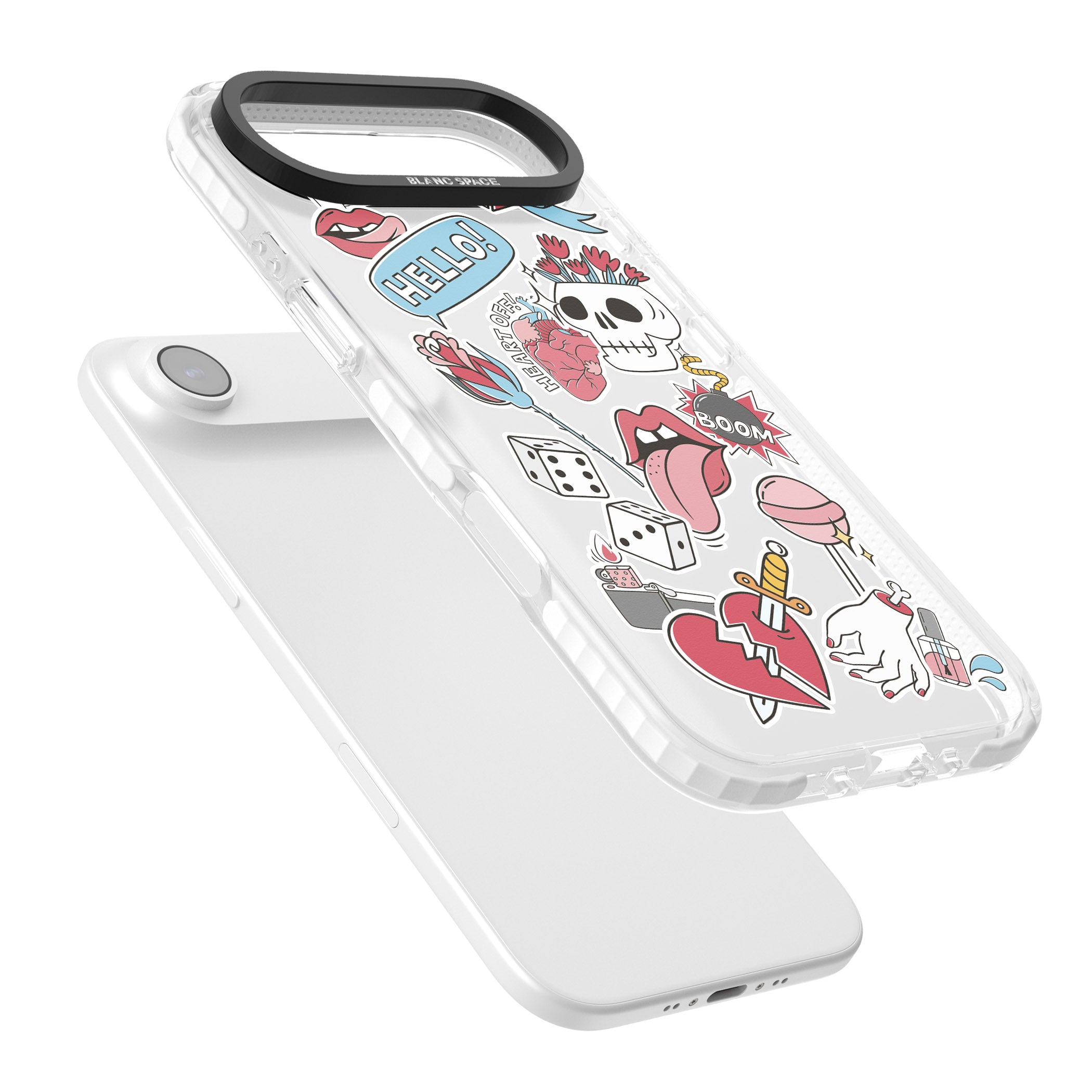 Skull & Flowers Stickers iPhone 17 Air Impact Clear Phone Case Colours