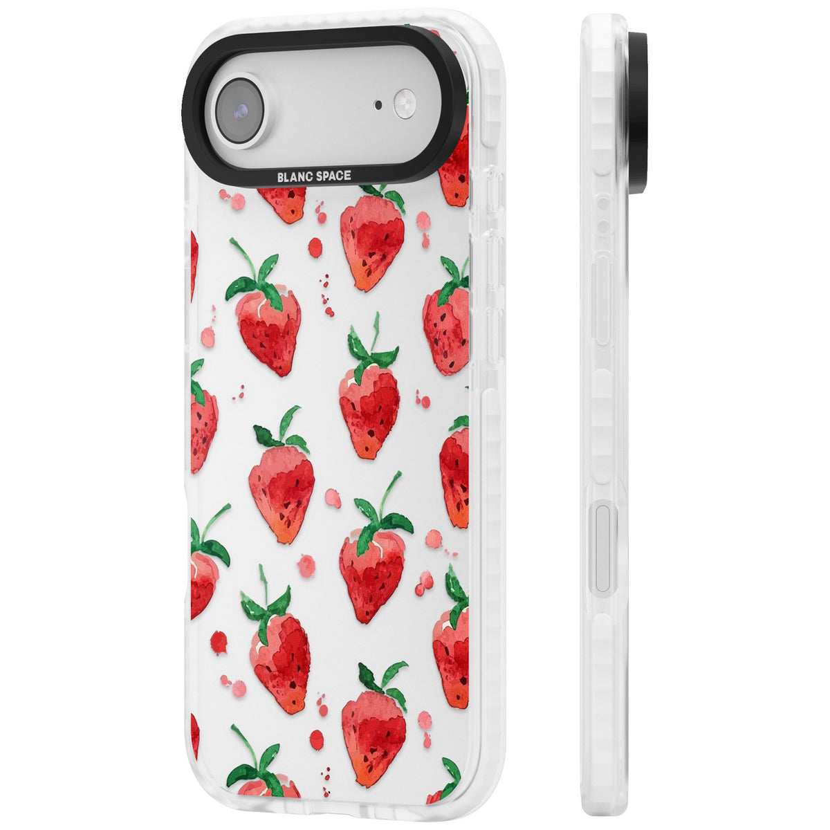 Strawberry Watercolour iPhone Air Impact Clear Phone Case side