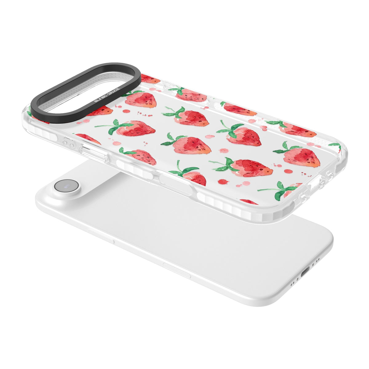 Strawberry Watercolour iPhone Air Impact Clear Phone Case angled