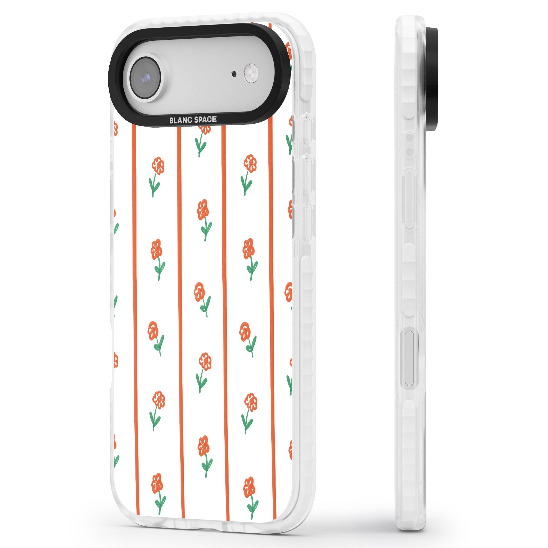 Minimal Floral Stripe iPhone 17 Air Impact Clear Phone Case Side Profile