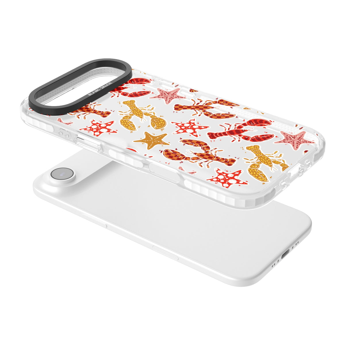 Lobster & Starfish Coastal Pattern iPhone Air Impact Clear Phone Case angled