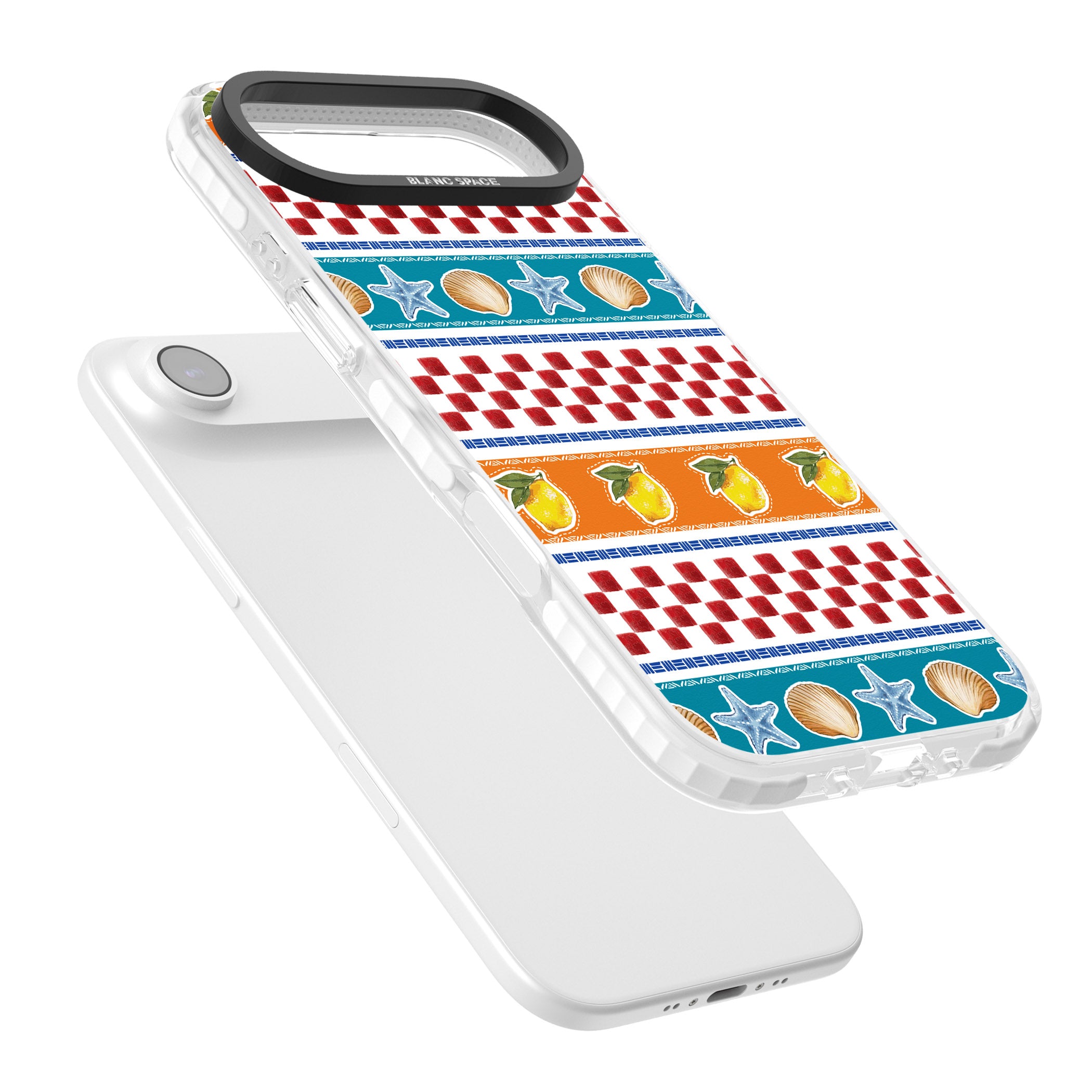 Coastal Italian Check Pattern iPhone 17 Air Impact Clear Phone Case Colours